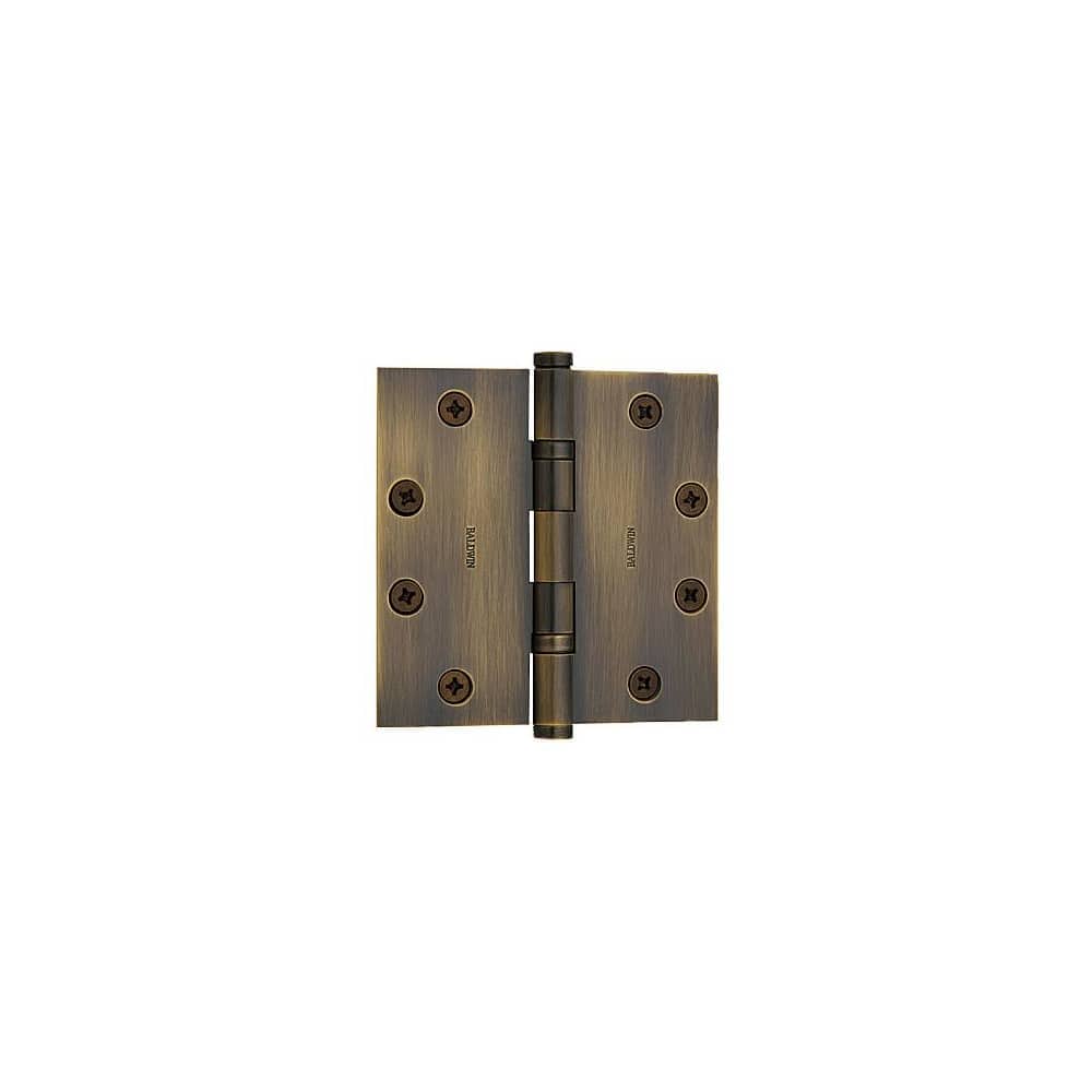 Baldwin 1041.I 4 Inch x 4 Inch Solid Brass Square Corner Ball Bearing Mortise Hinge Single Hinge #1041050I