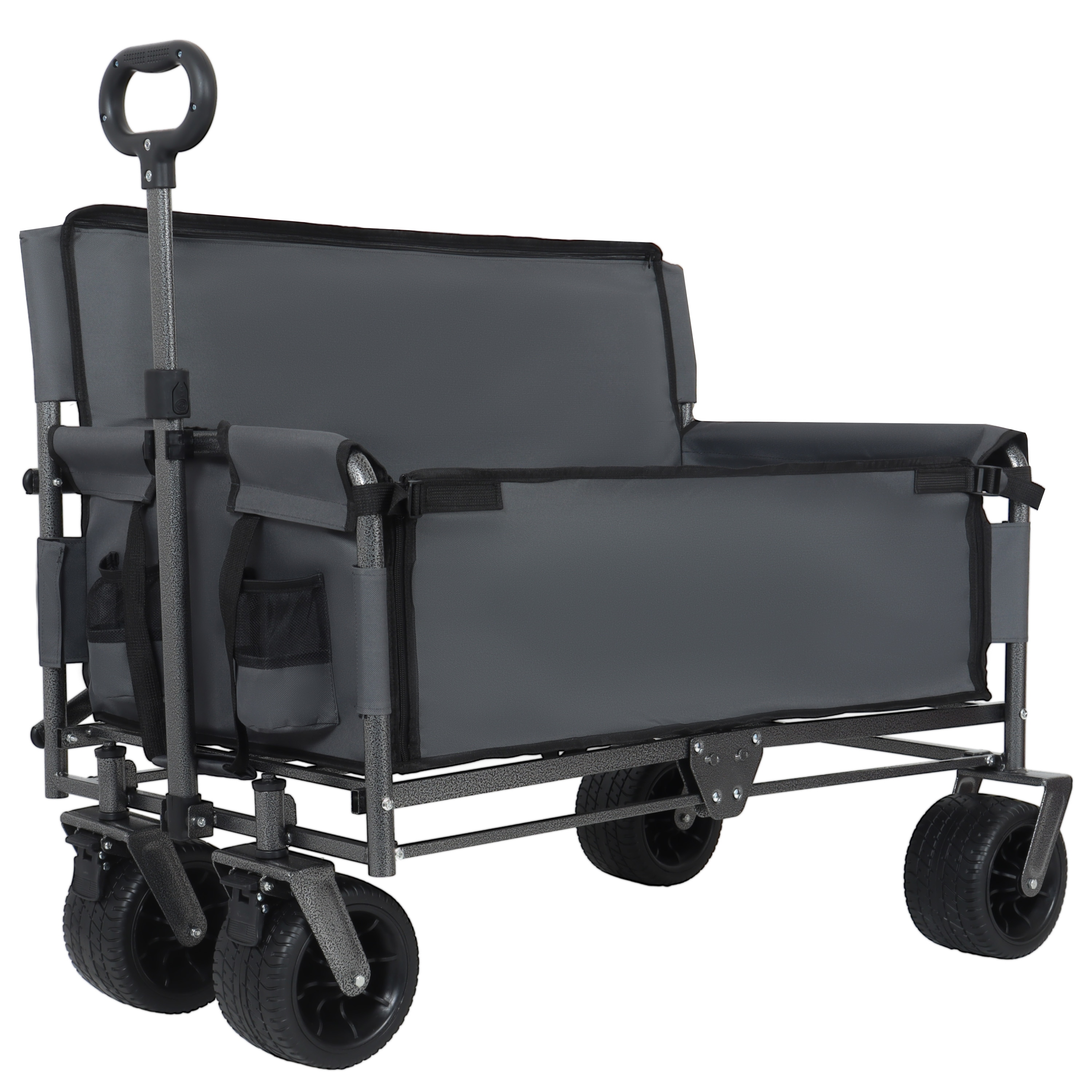 LOVMOR 3 in 1 Convertible Folding Wagon Cart with Bench Seat and Storage 500lbs Heavy Duty Utility Wagon 180L Capacity All Terrain Wheels for Camping Beach Sports Garden gray #SF-Y-W2932P312717