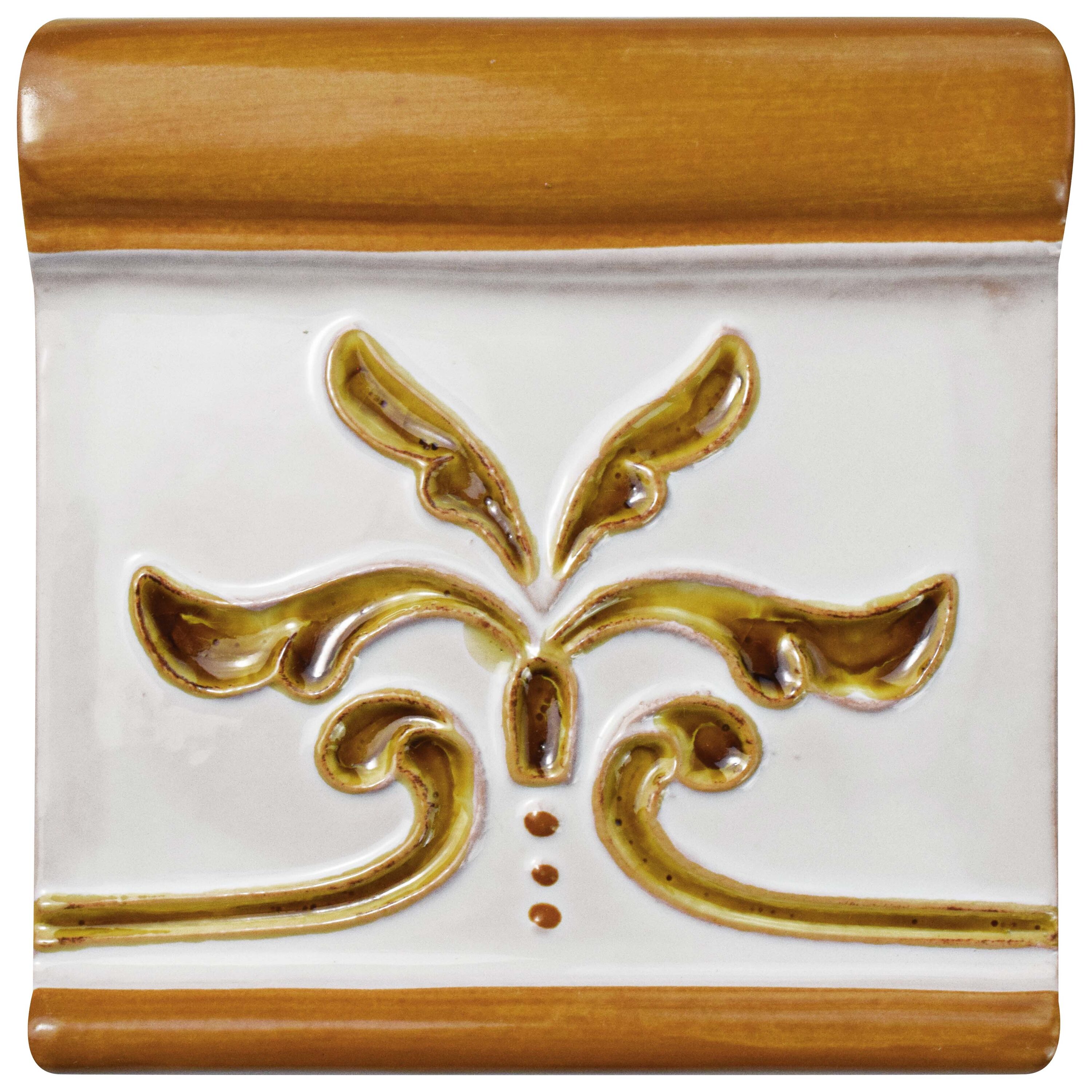 Affinity Tile WNUNCMFE Novecento Friso Evoli Camel 5-1/8-in x 5-1/8-in Glossy Ceramic Bullnose Tile ( 1.14-sq ft / Carton ) 6 -Pack