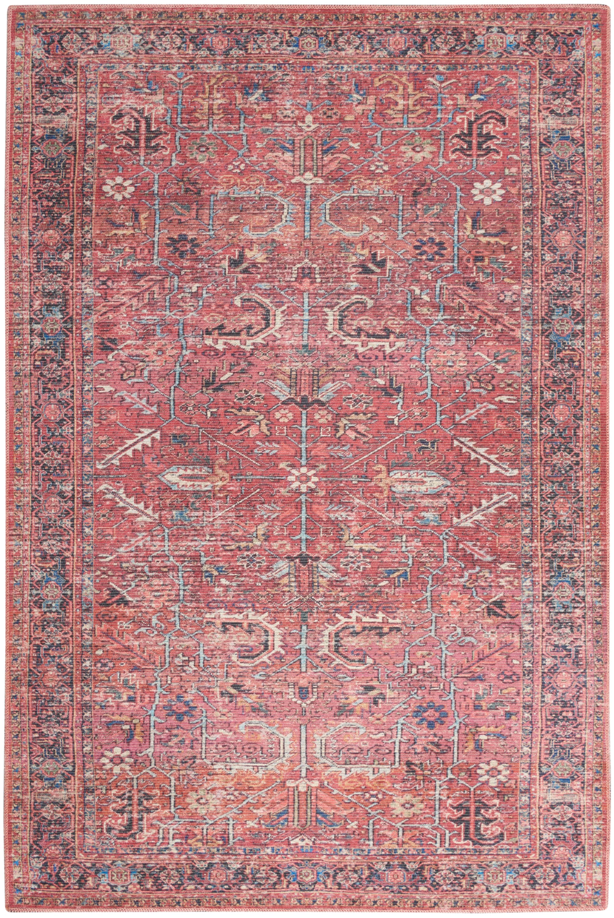 Brick Red Vintage Persian Washable Chenille Area Rug 4' x 6'