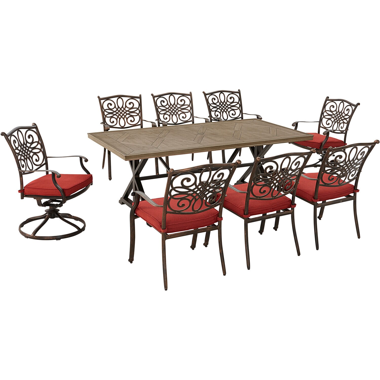 Hanover Traditions 9 Red Patio Dining Set with Red Cushions at Lowes.com