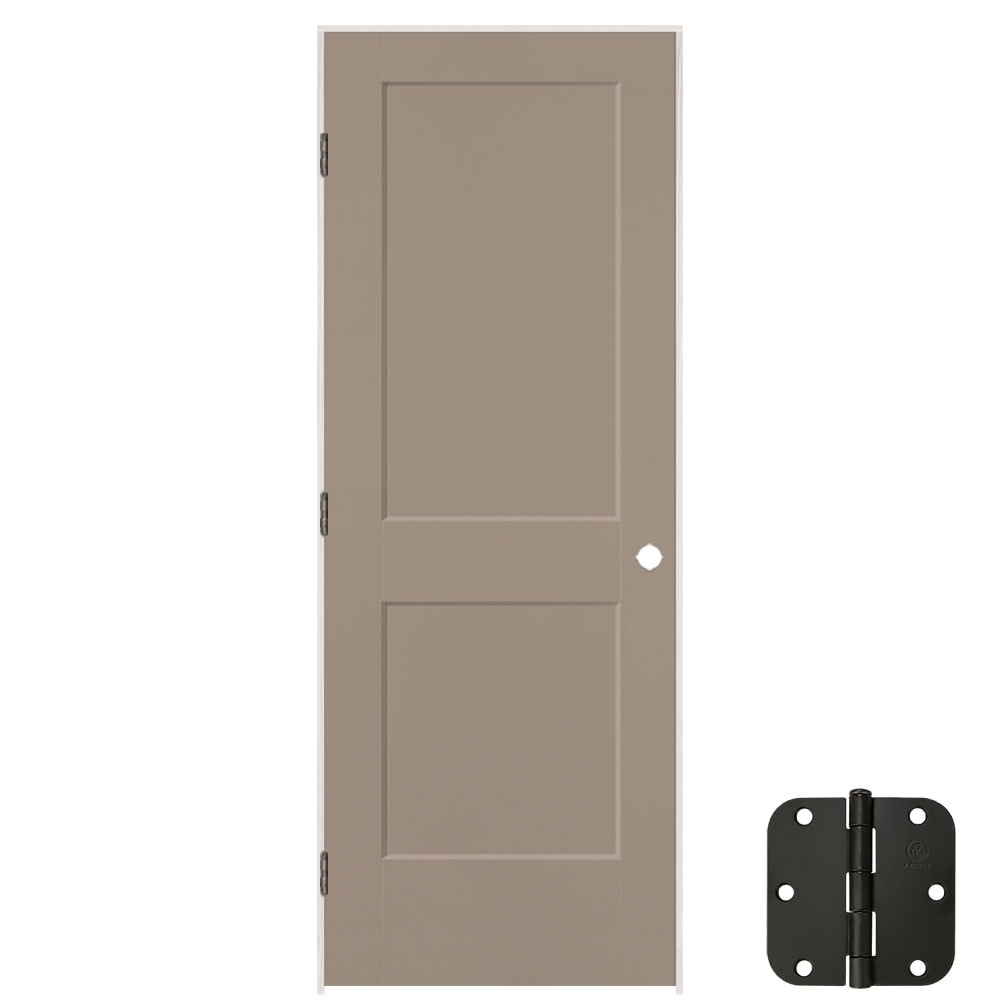 Masonite 32-in x 80-in Sand Piper Solid Core 2-panel Square Right Hand Smooth Prefinished Molded Composite Flat Jamb Single Prehung Interior Door -  5071646