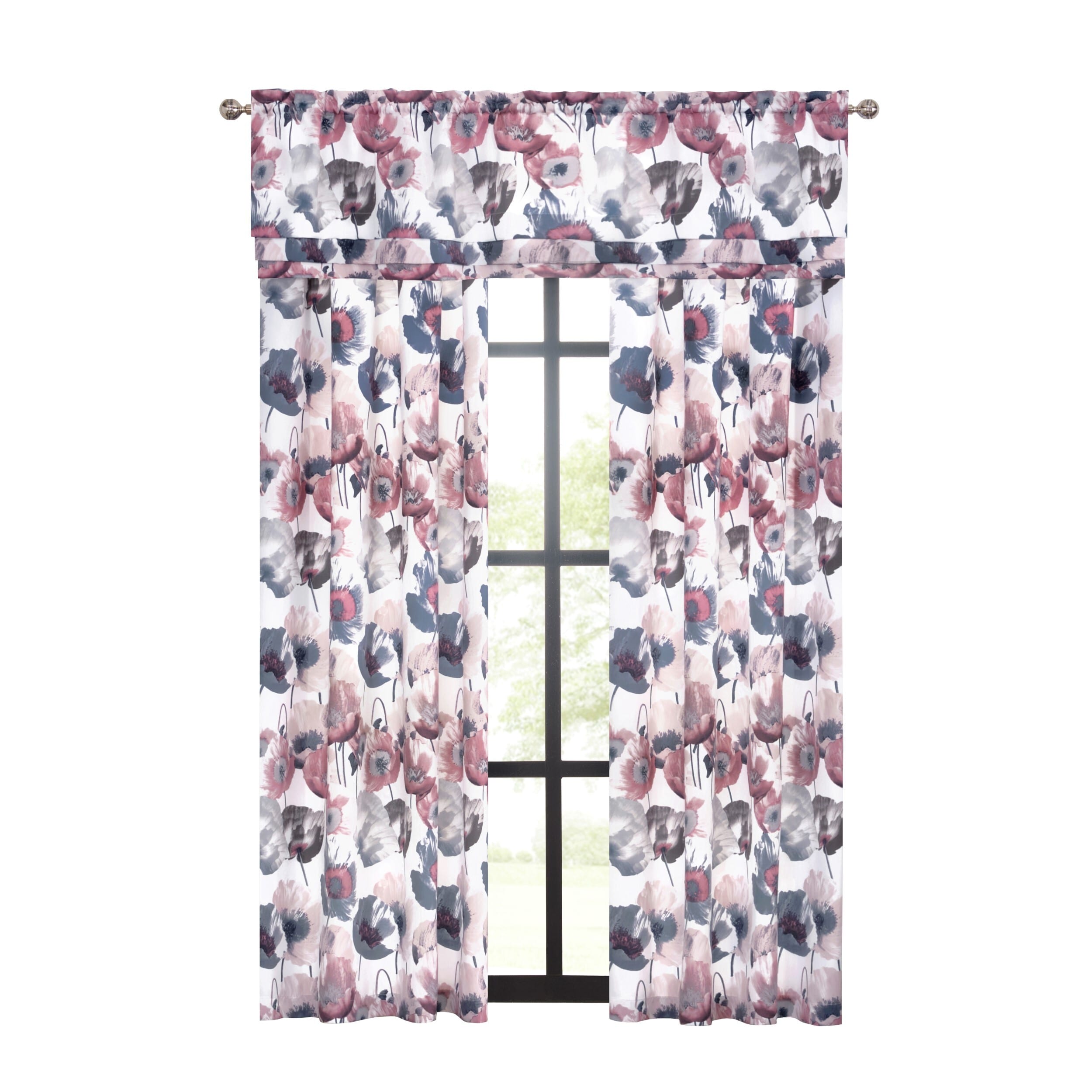 Achim POPN63BH06 63-Inches Blush Floral Room darkening Rod pocket Single curtain panel