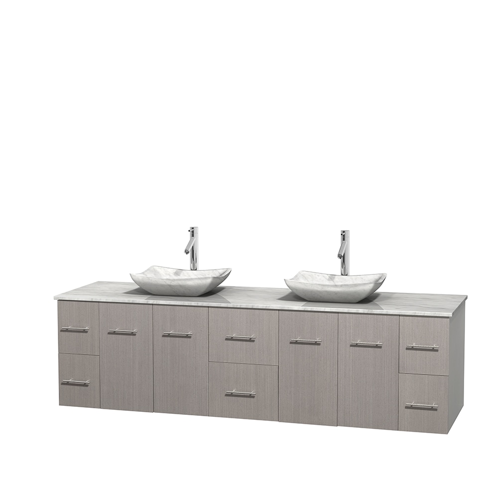 Wyndham Collection Centra 80-in Gray Oak Double Sink Bathroom Vanity ...