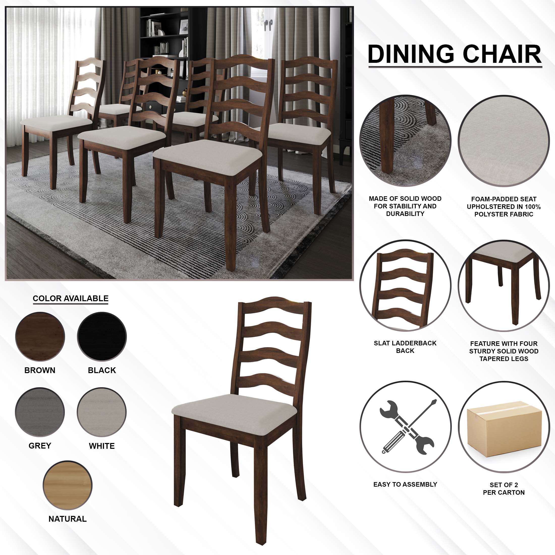 CasePiece C3069US-WT-WD-2X Dining-Chairs - View #8