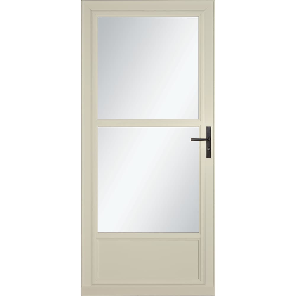 Tradewinds Selection 32-in x 81-in Almond Mid-view Retractable Screen Aluminum Storm Door with Aged Bronze Handle in Off-White | - LARSON 1460608157S