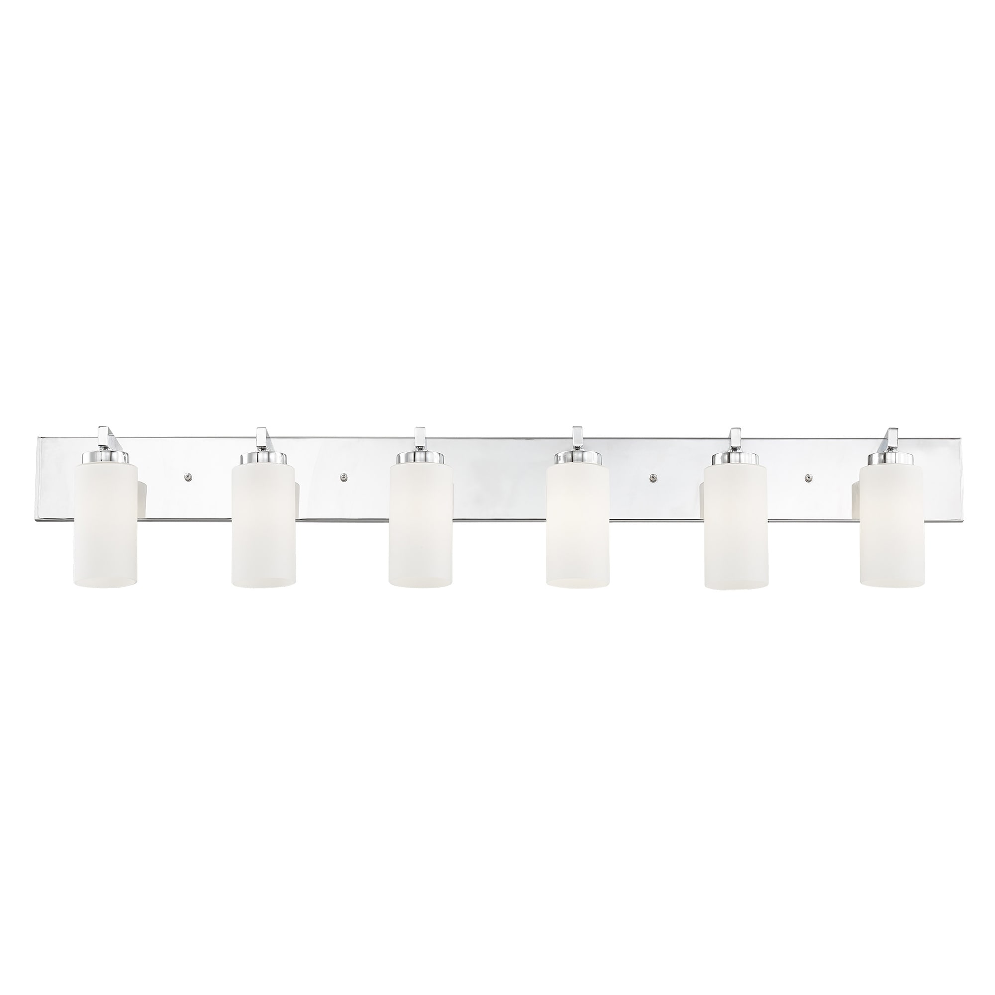 Polished Chrome 6-Light Vanity with Satin Opal Glass