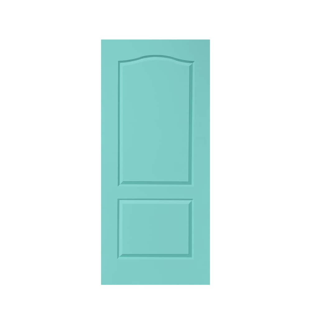 CALHOME PK-2PANEL-AC-30RW 30-in x 80-in Mint Green Stained MDF Hollow core Single Barn Door (Hardware Not Included)