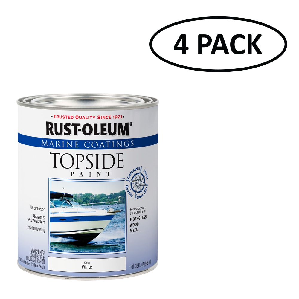 Rust-Oleum 206999SOS 4 -Pack Marine Coatings Topside Paint Gloss White Oil-based Marine paint ( 1-quart )