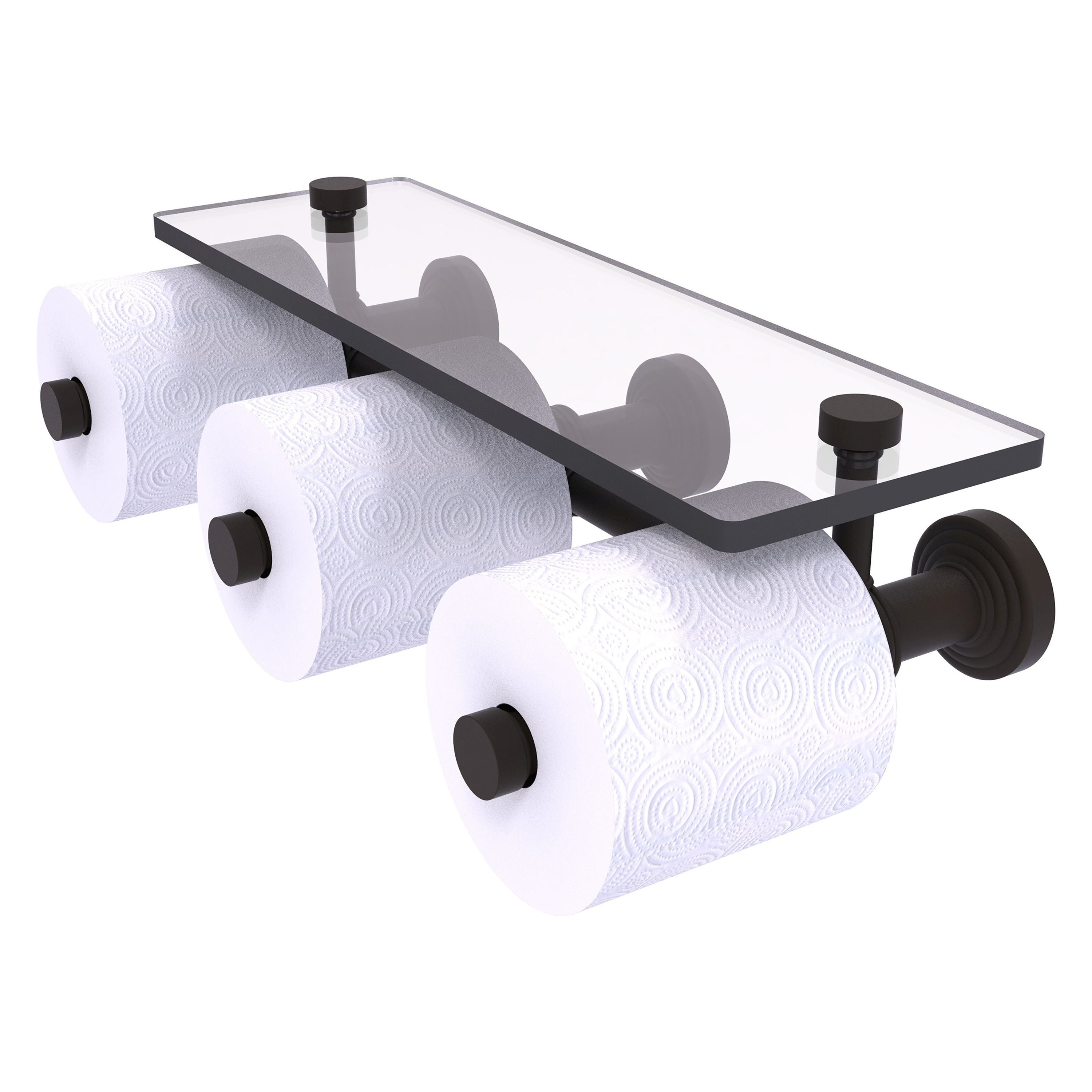 Allied Brass WP-35-3S-ORB Waverly Place Oil Rubbed Bronze Wall mount Double post Toilet Paper Holder 3 -Rolls with Storage