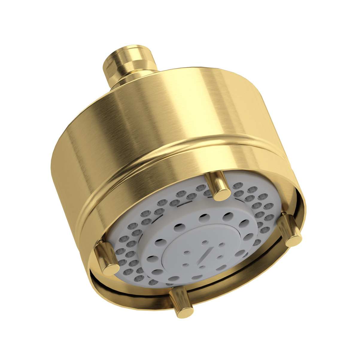 Rohl 1080/8SUB 4 inch 1.8 GPM 5-Function Round Wall Mount Shower Head with Mounting Harsdware Included in Satin Unlacquered Brass