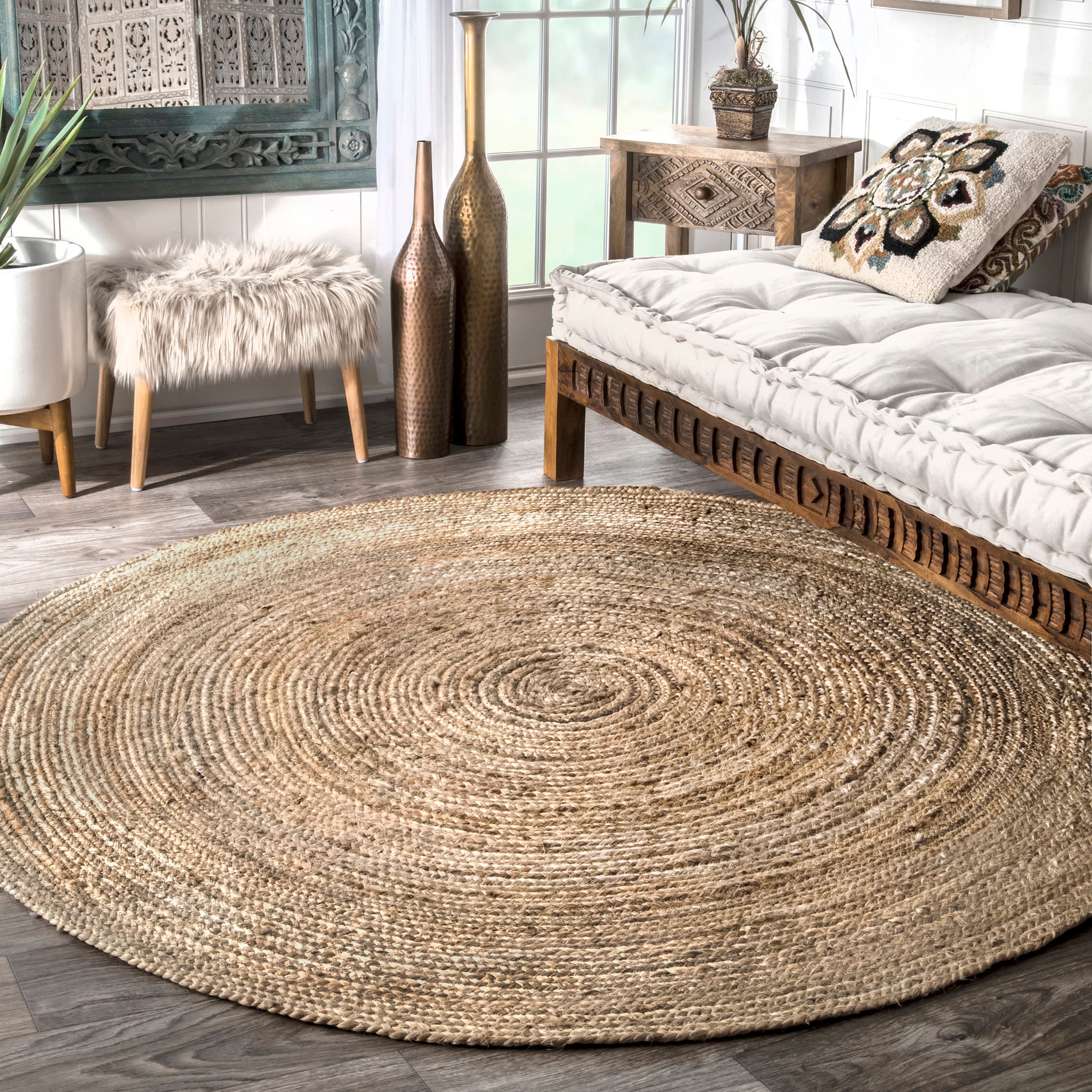 nuLOOM TAJT03-404R 4 x 4 (ft) Jute Natural Round Indoor Area rug