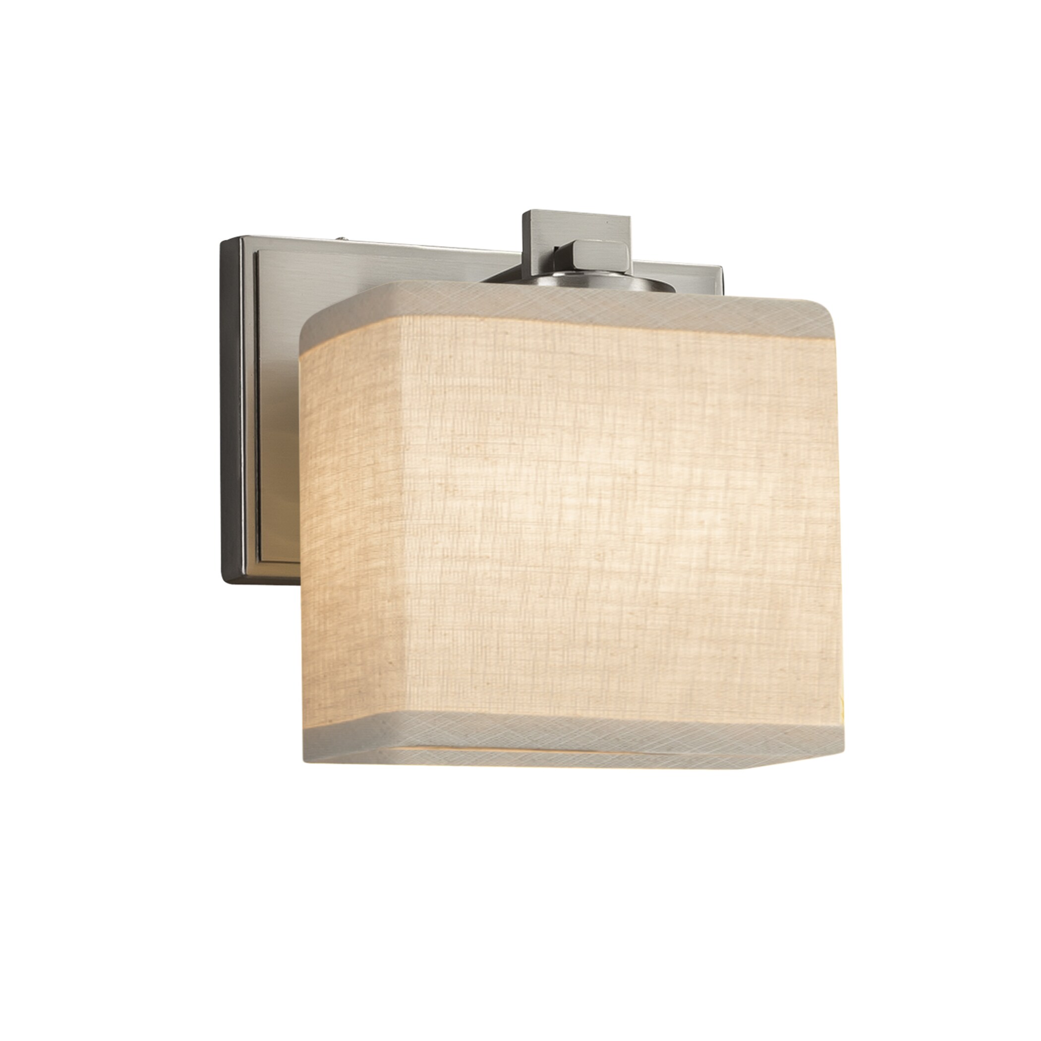 Justice Design Group FAB-8447-55-CREM-NC Textile 7-in W 1-Light Brushed Nickel Transitional Wall Sconce