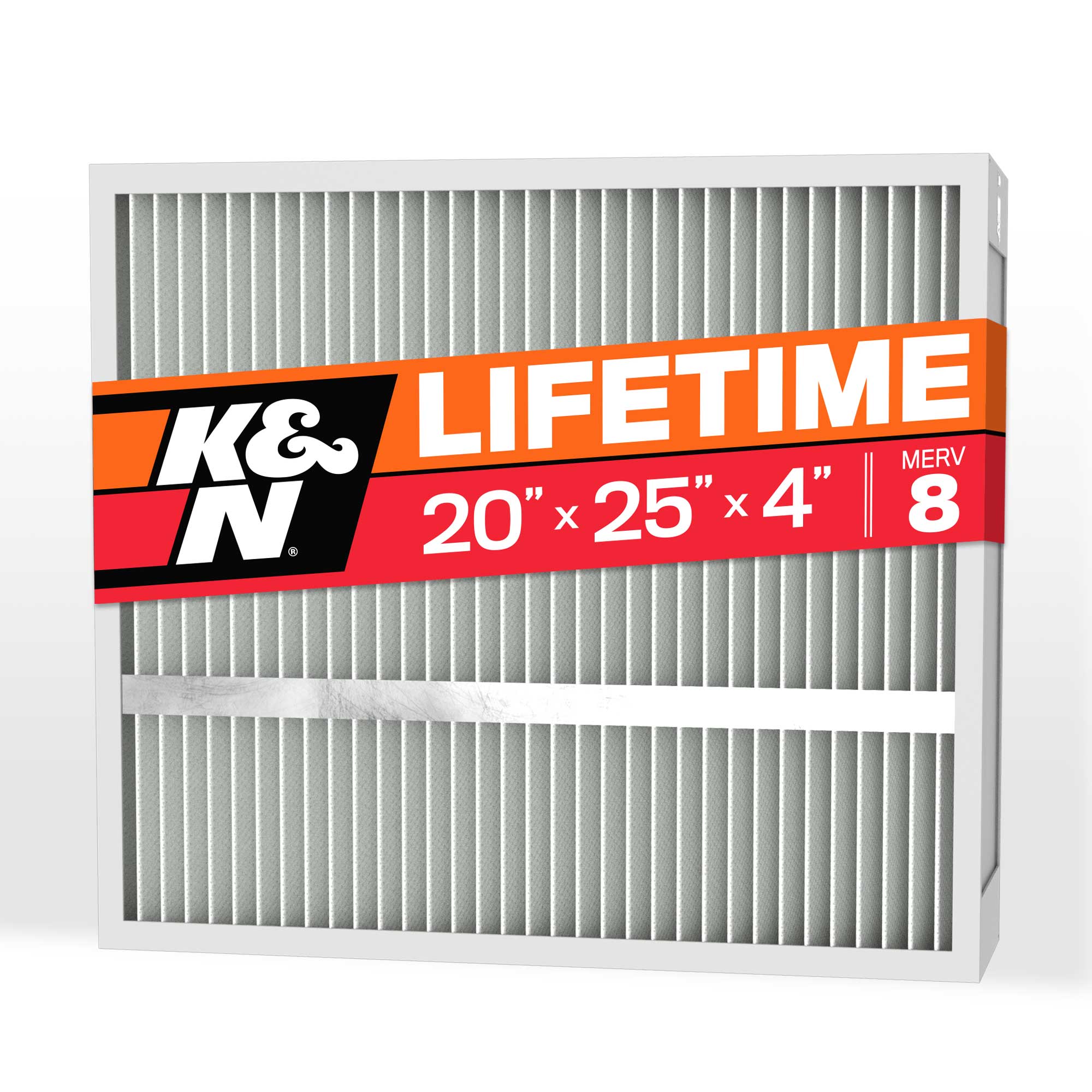 K&N HVC-8-42025 20-in W x 25-in L x 4-in Washable MERV 8 Pleated Air Filter