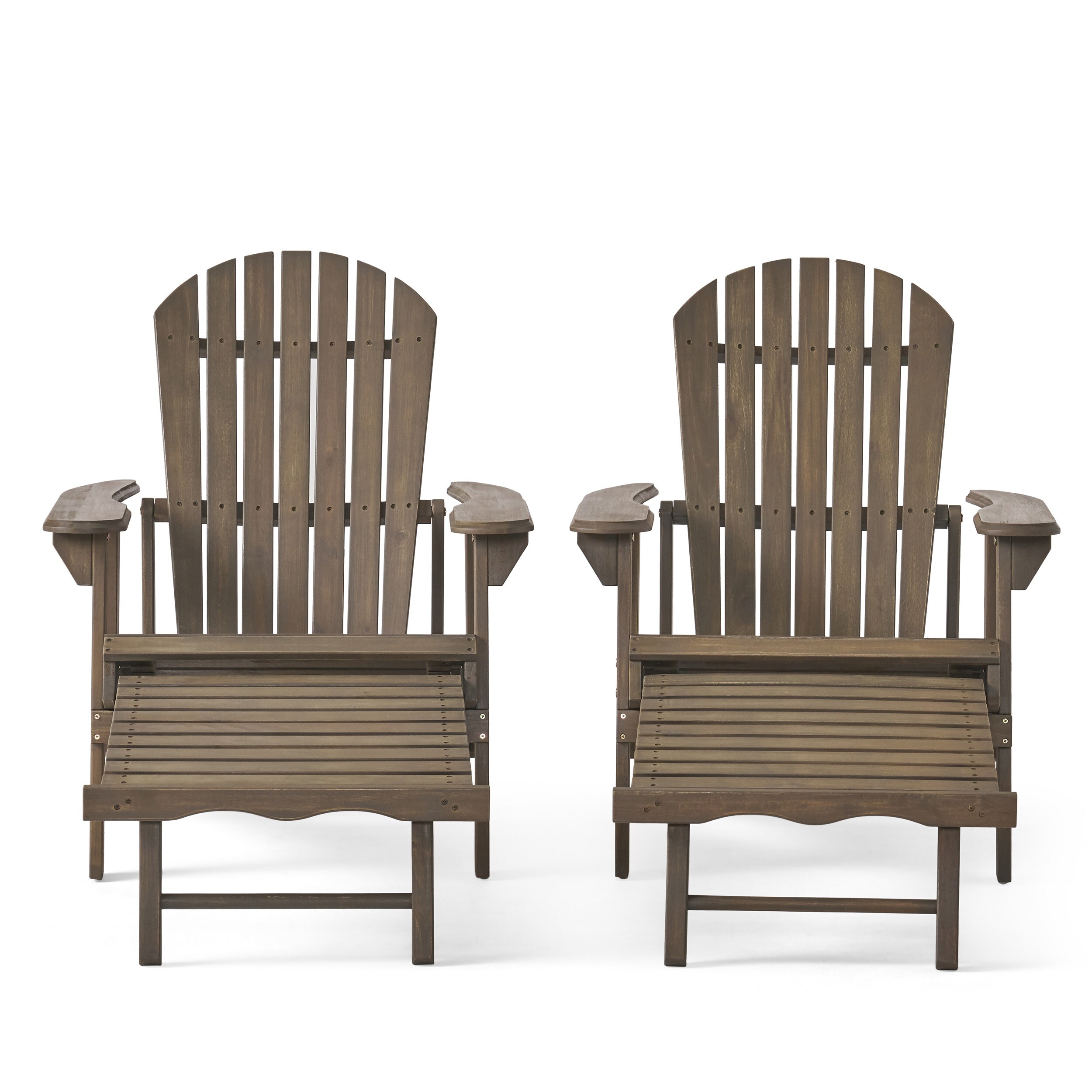 Best Selling Home Decor 296704 Hayle Set of 2 Gray Wood Frame Stationary Recliner Chair with Gray Slat Seat