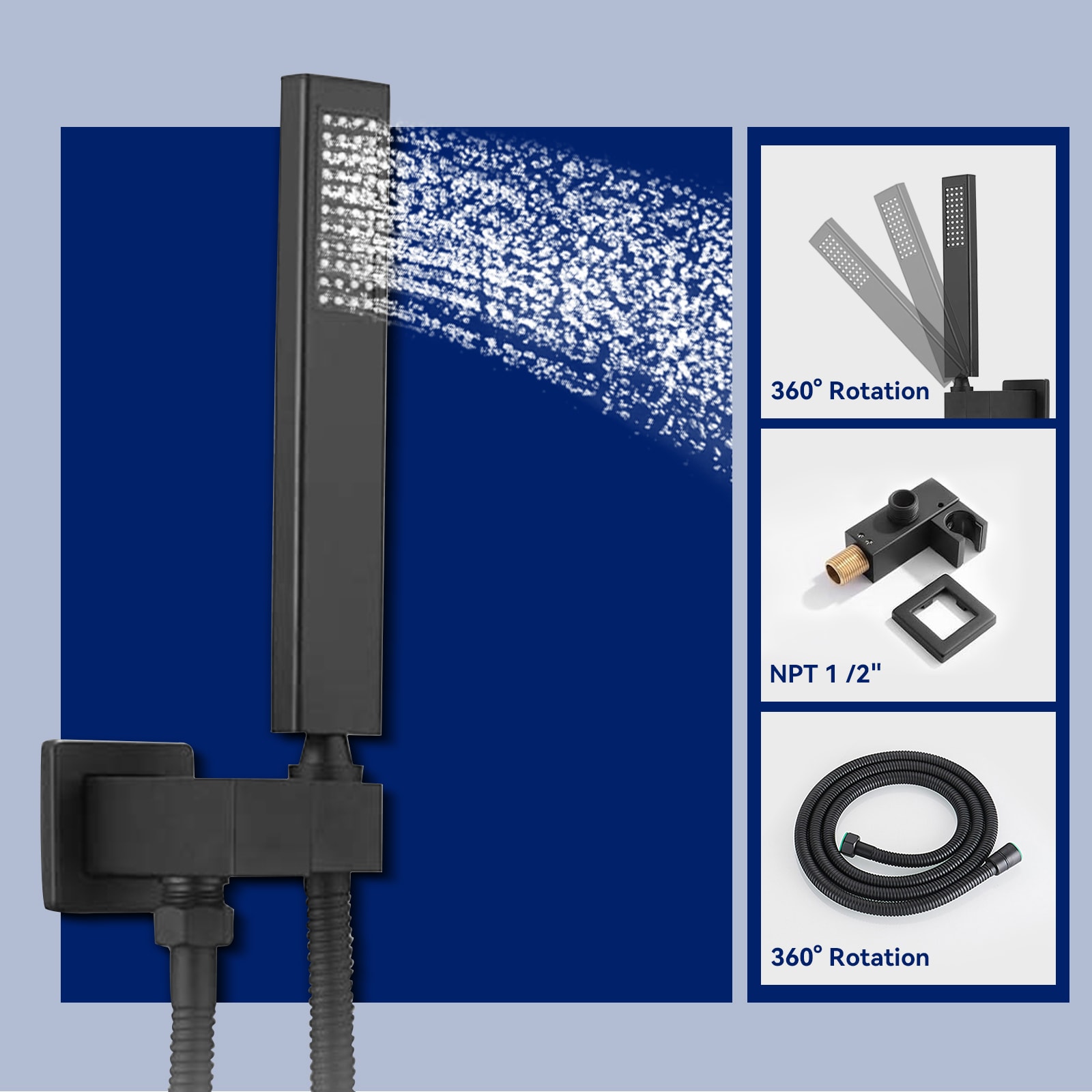 BWE A-95012-BLACK Showerhead-Bar-Panels - View #4