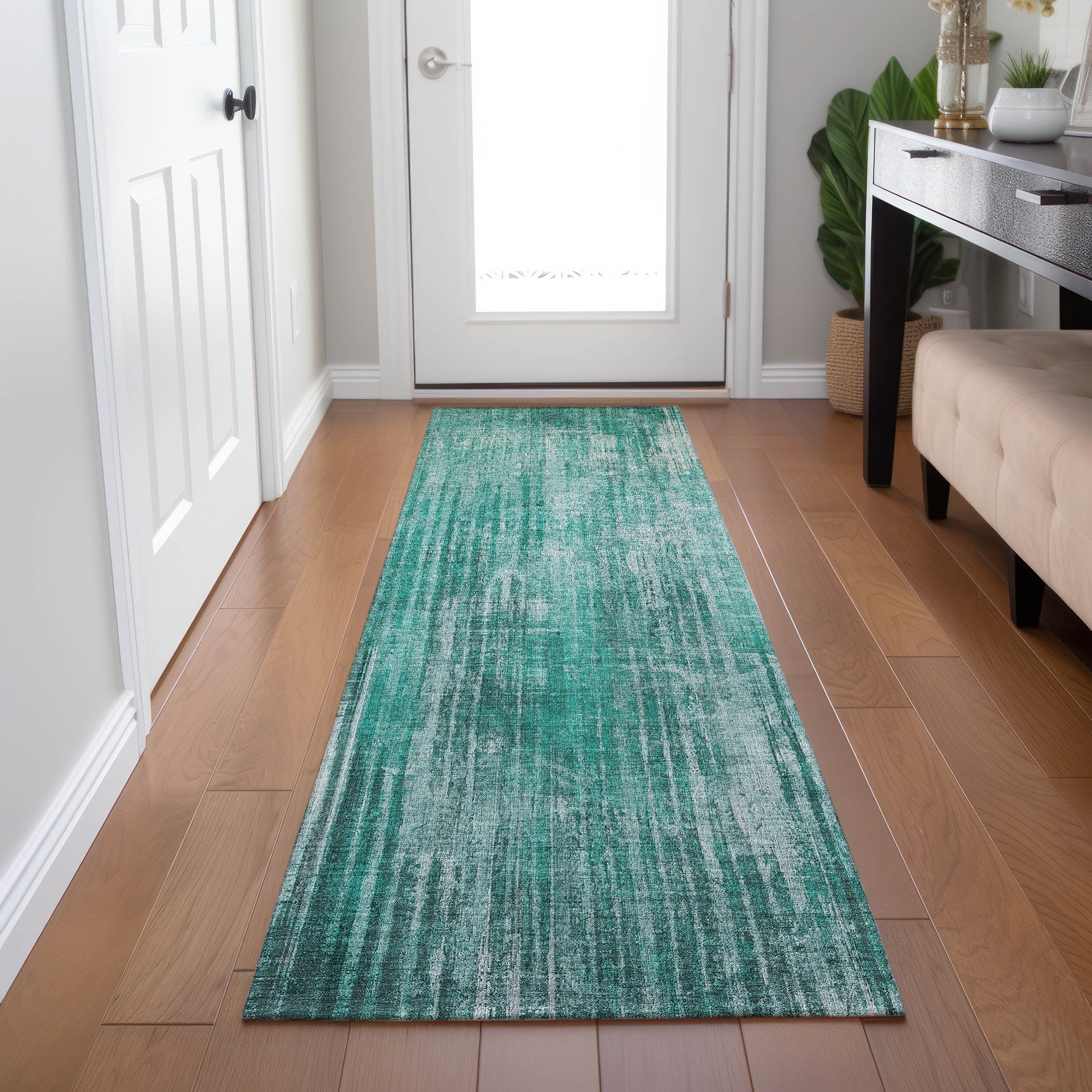 Addison Rugs ACN582TE2X8 Chantille ACN582TE 2 x 7 (ft) Polyester Teal Rectangular Indoor/Outdoor Geometric Moroccan Machine washable Runner rug