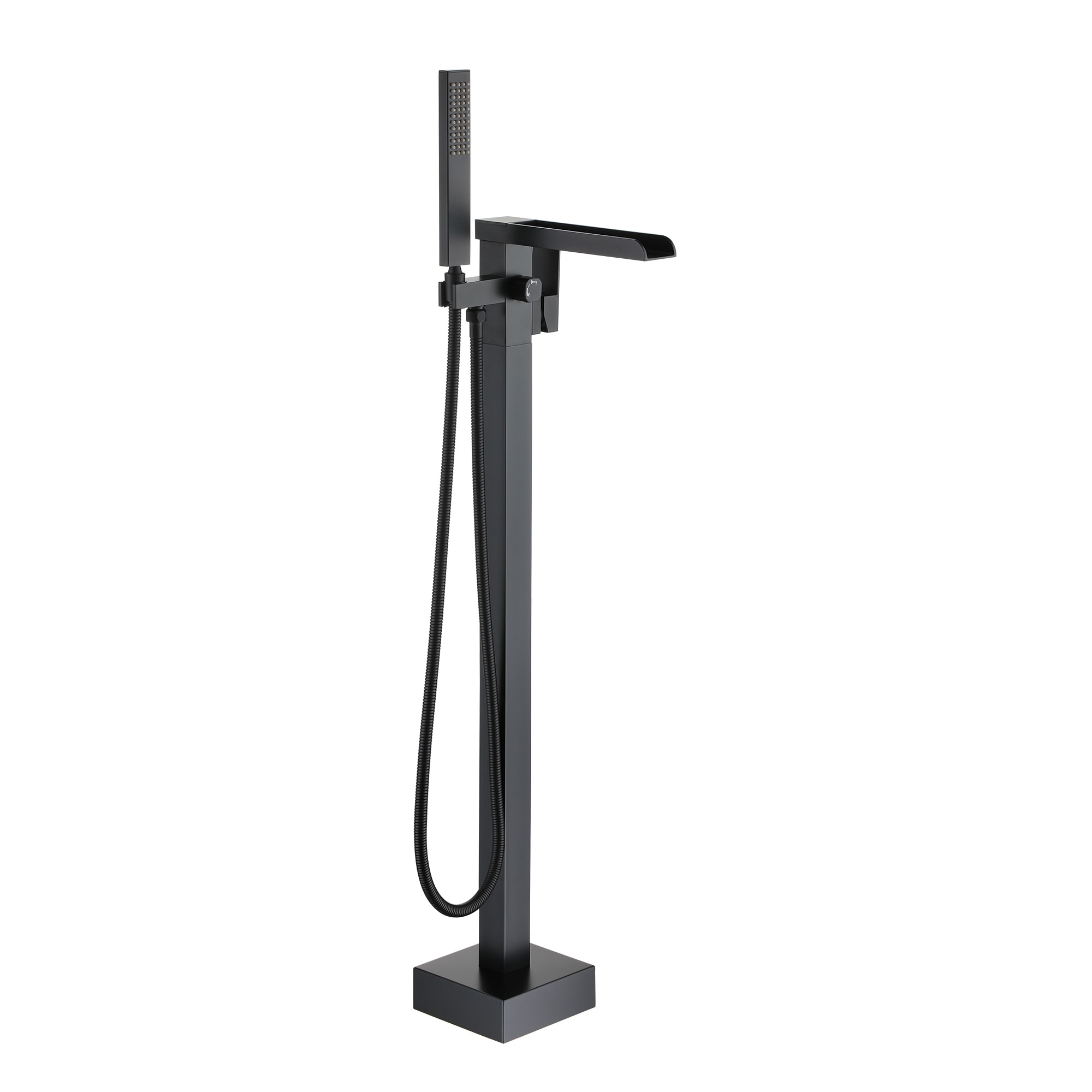 Clihome SMD-BTF37B Matte Black 1-handle Freestanding Waterfall Bathtub Faucet with Hand Shower ( Valve Included )