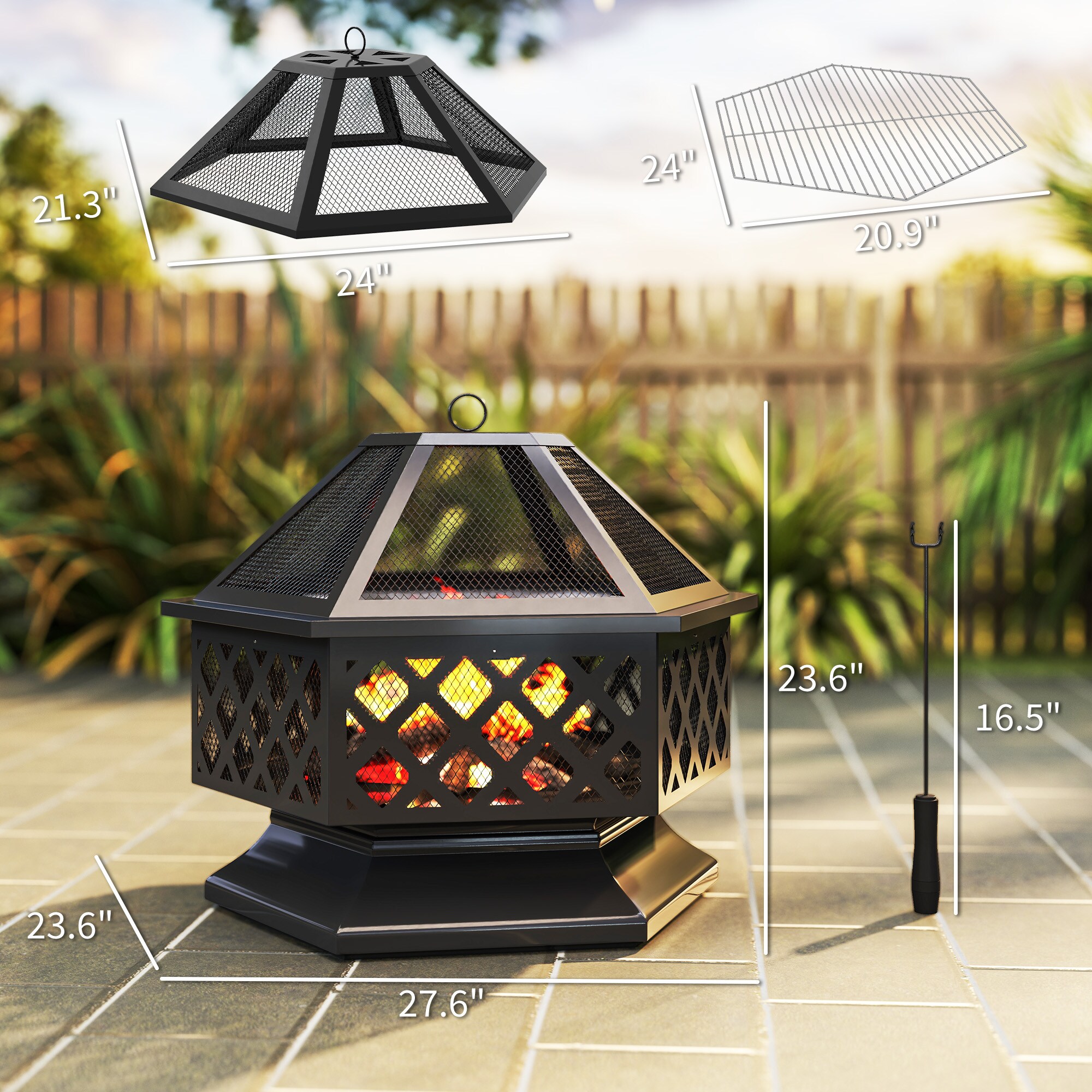 Outsunny 842-372V00BK Outdoor-Woodburning-Firepits - View #3