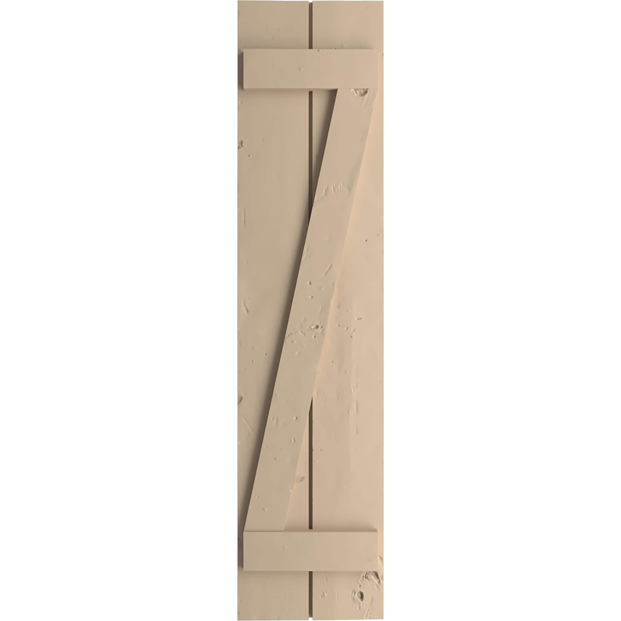 Ekena Millwork SHUBJZ11X24KPPR 11-in W x 24-in H Knotty Pine Paintable/Stainable Board and batten Z-bar Exterior Shutters ( 2 -Pack )