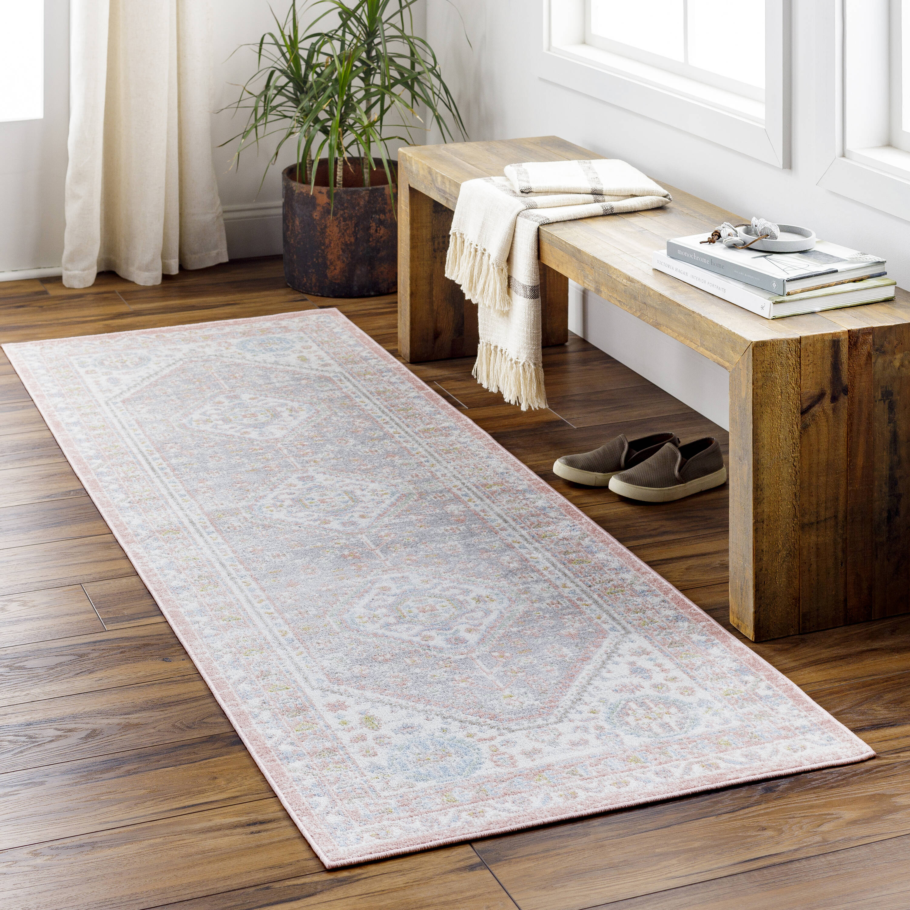 Livabliss LVR2348-2773 Lavadora 3 x 7 (ft) Polyester Ivory Rectangular Indoor Tribal Rustic Machine washable Runner rug