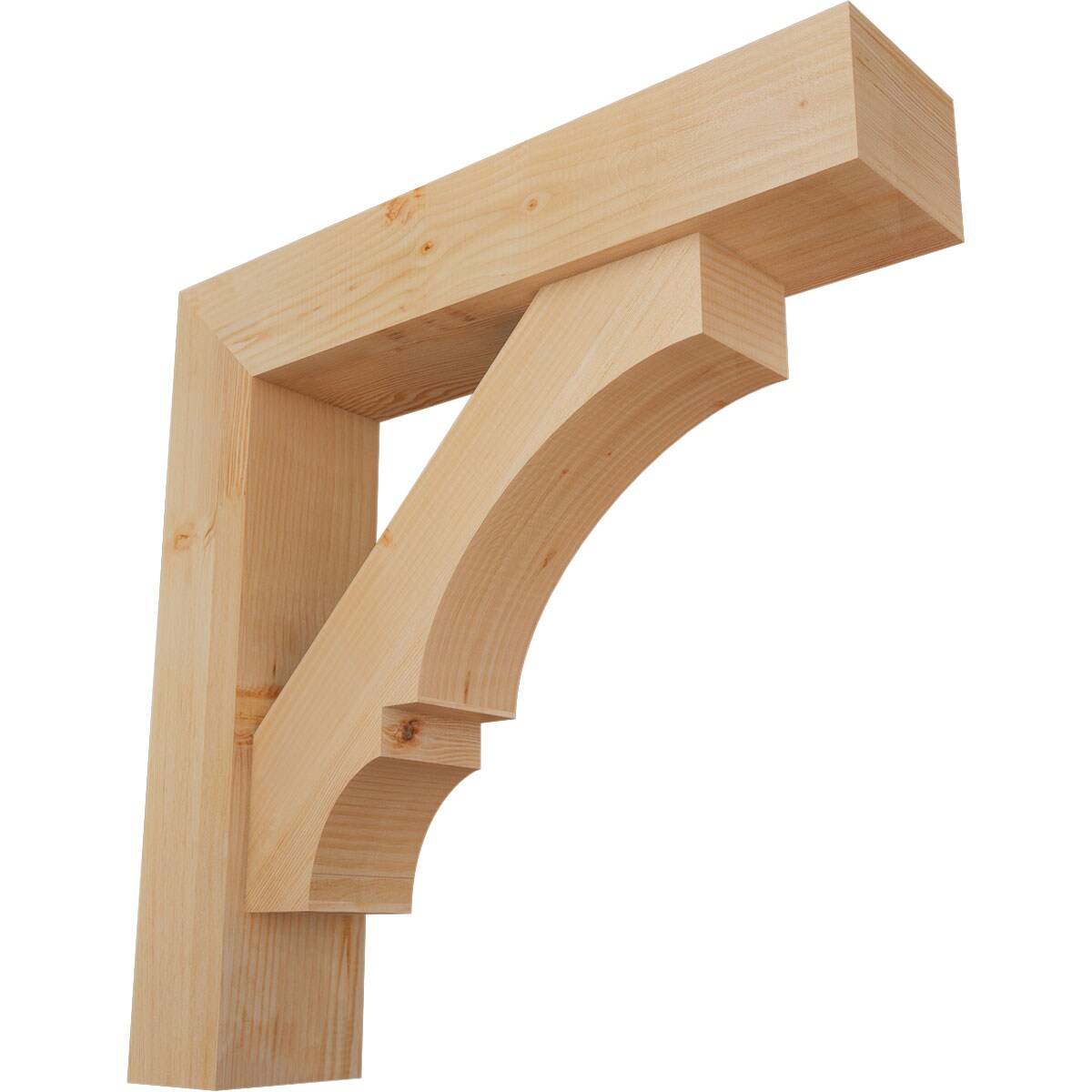 Ekena Millwork 1462193 Balboa Block Smooth Bracket with Offset Brace 7-1/2-in x 34-in x 34-in Douglas fir Brown Wood Standard bracket