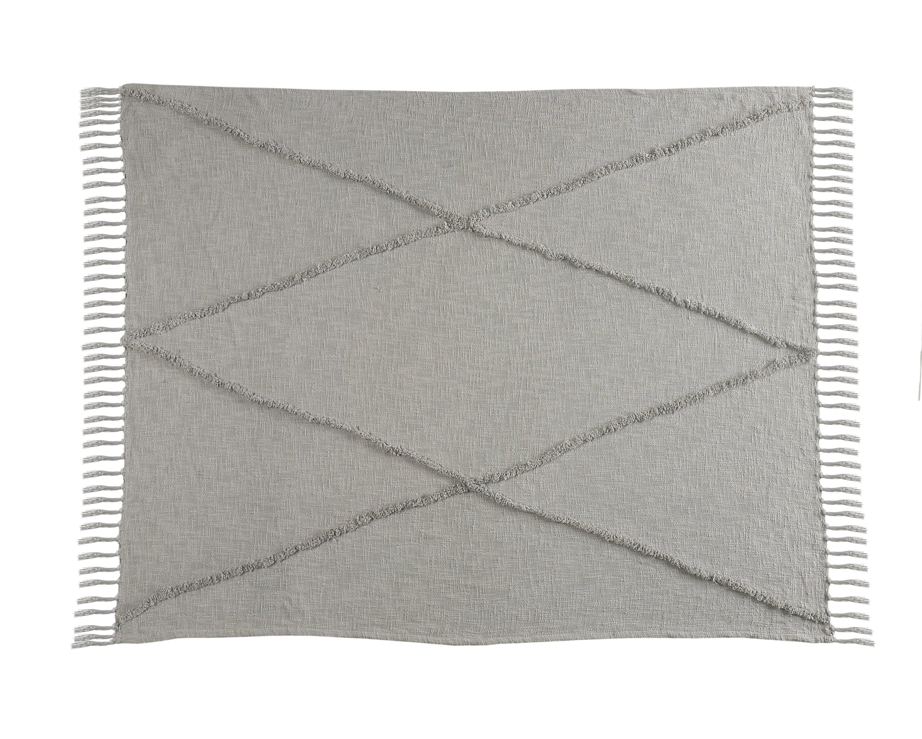 Light Gray Knitted Cotton Throw Blanket 50" x 60"