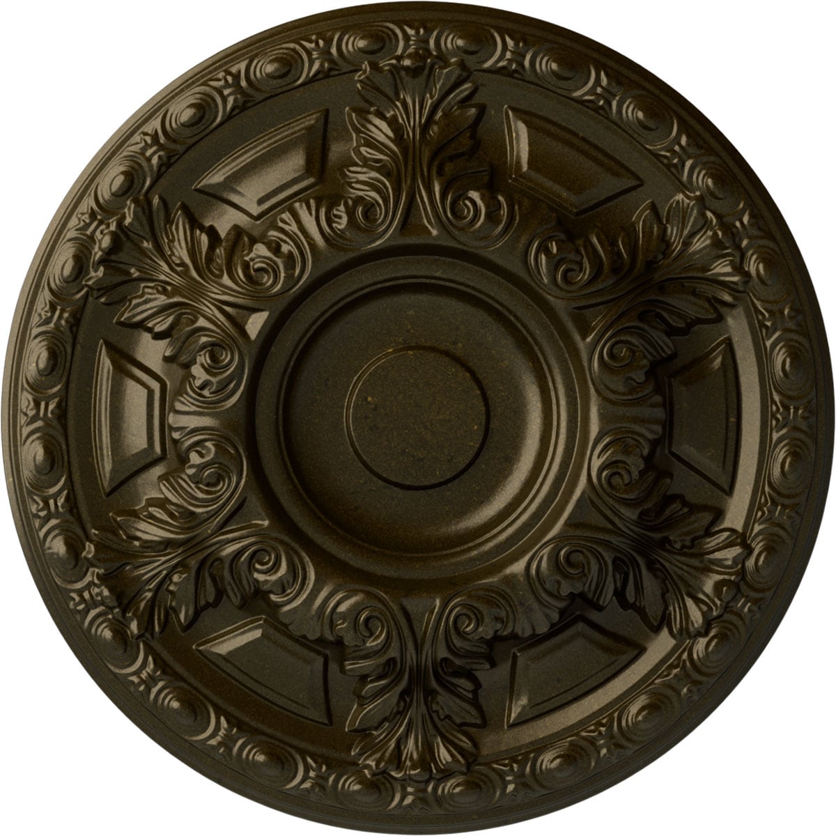 Ekena Millwork CM24GAGGS Granada 23.5-in W x 23.5-in L Painted Green Gold Polyurethane Whole Ceiling Medallion