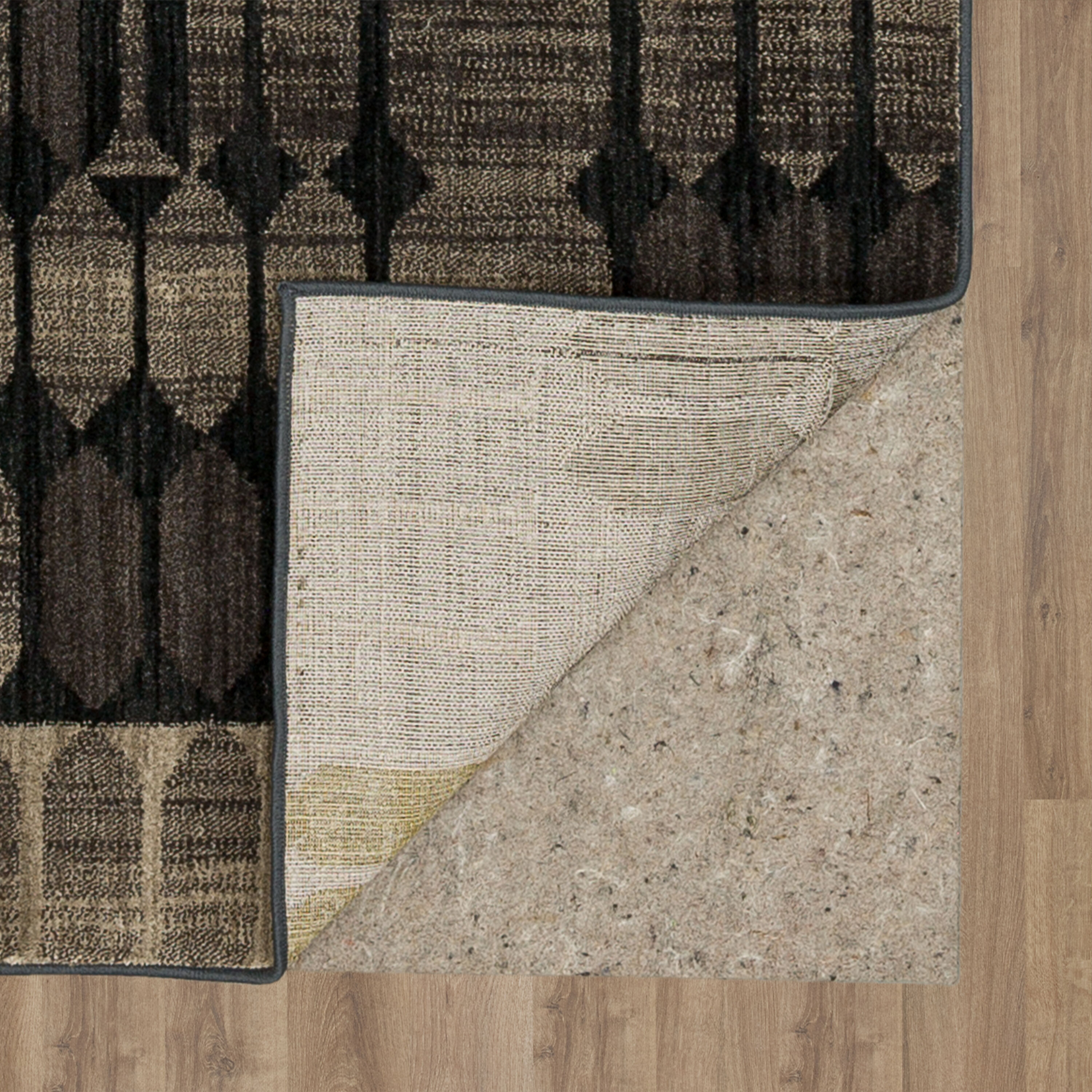 Gray and Black Geometric Polyester Area Rug, 9'6" x 12'11"