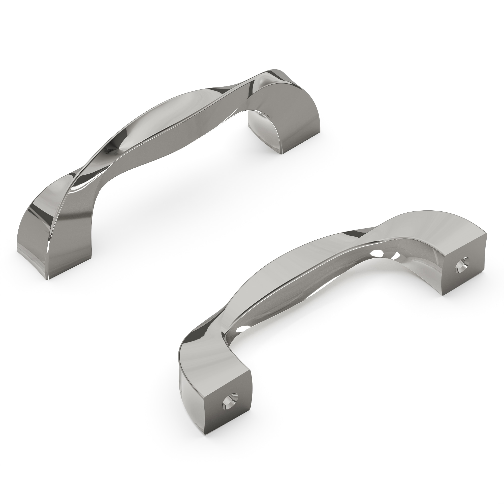 Hickory Hardware H076015-14-10B Twist 3-in , 76mm Center to Center Polished Nickel Arch Handle 10 -Pack