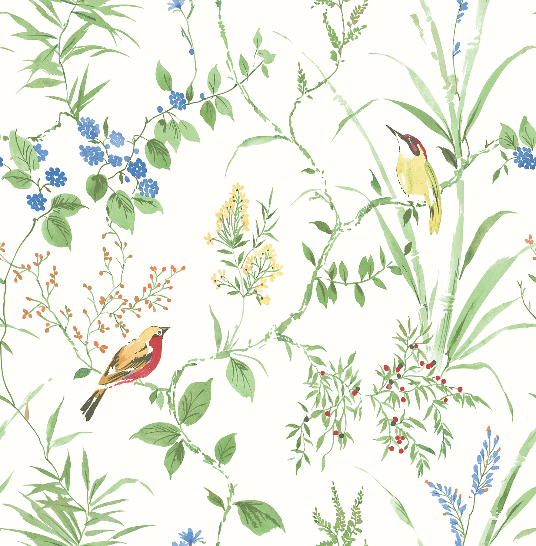 Brewster 2904-24173 Fresh Start Kitchen and Bath 56.4-Sq. Feet Green Non-woven Ivy/Vines Unpasted Wallpaper