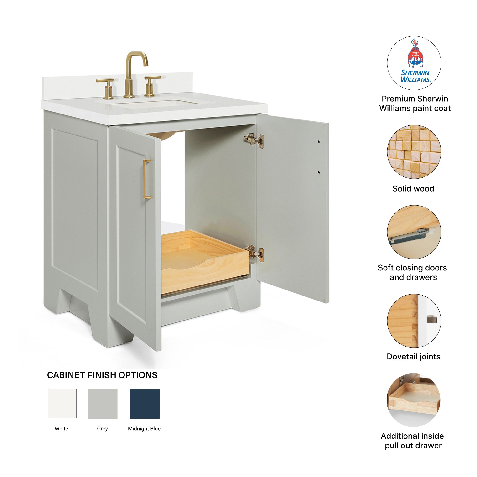 ARIEL Q031SWQRVOGRY Bath-Vanity-Combo - View #4