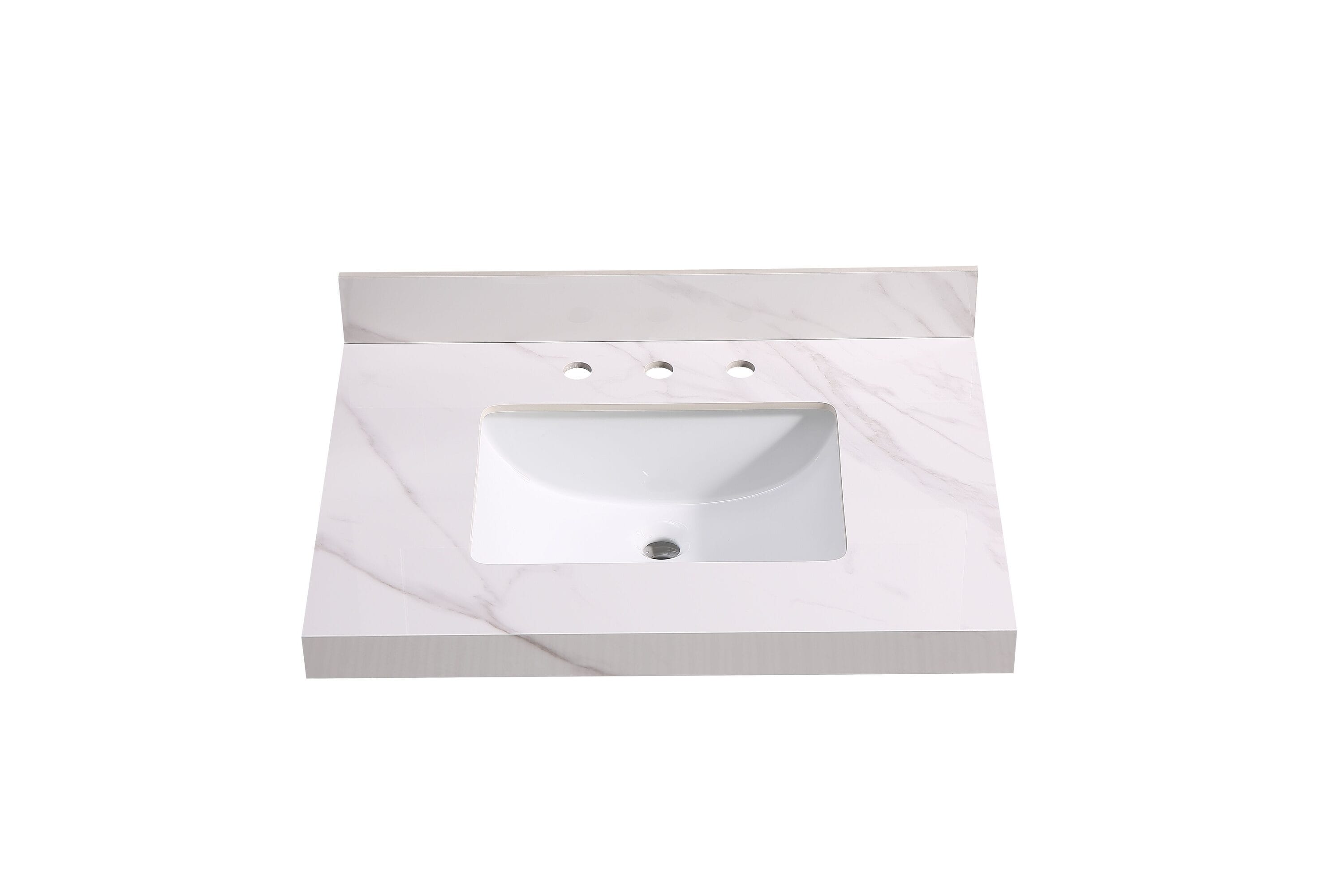 HomLux BD-PVTCW31 31 in. W x 22 in. D Porcelain Vanity Tops in Carrara White