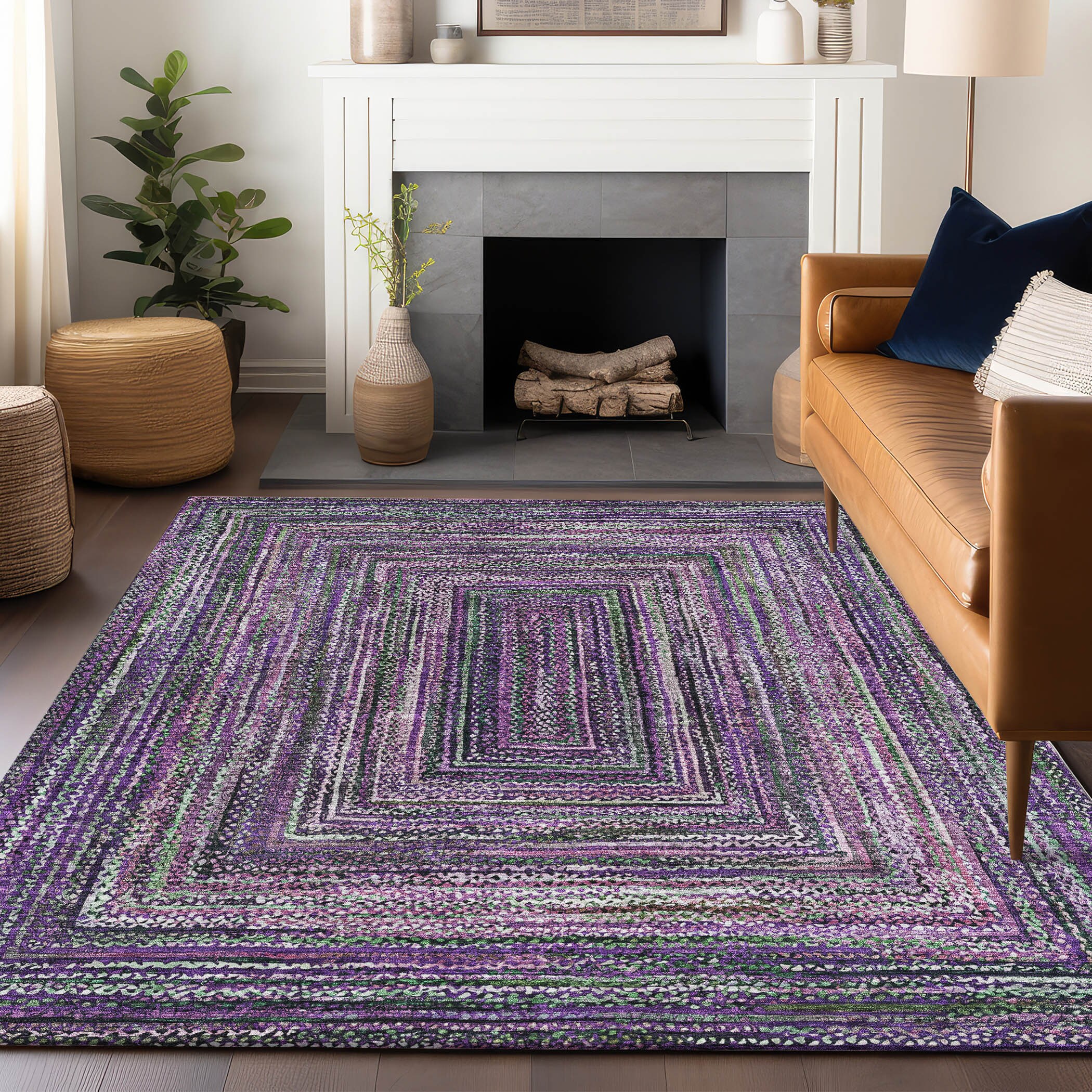 Addison Rugs ACN1725PP8X10 Chantille ACN1725PP 8 x 10 (ft) Loomed Purple Rectangular Indoor/Outdoor Machine washable Pet Friendly Area rug