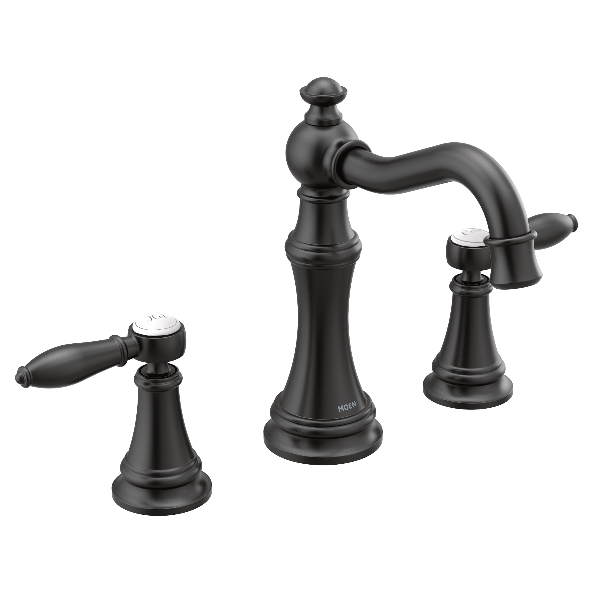 Moen TS42108BL Weymouth Matte Black Widespread 2-handle WaterSense Low-arc Commercial/Residential Handle Bathroom Sink Faucet with Drain