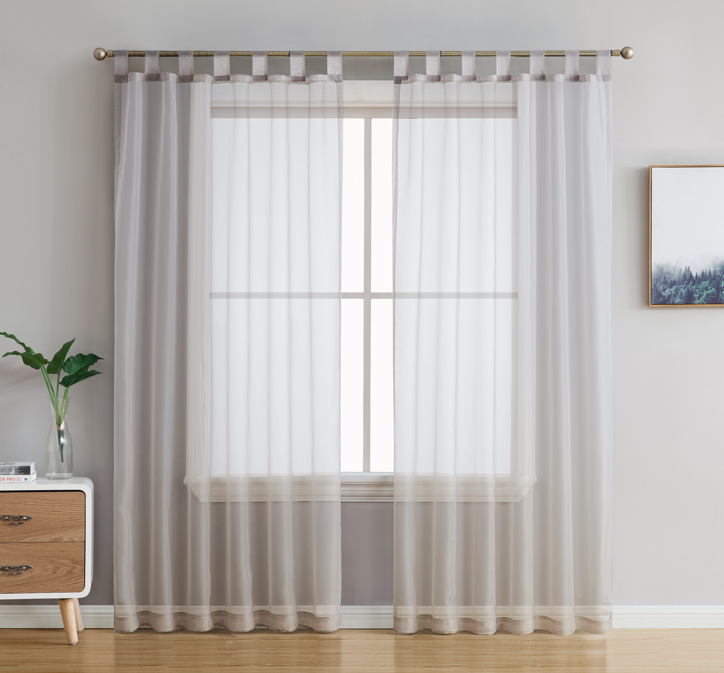 HLC.me SH-TBTP-84SLV 84-Inches Silver Grey Semi-sheer Rod pocket Curtain panel pair