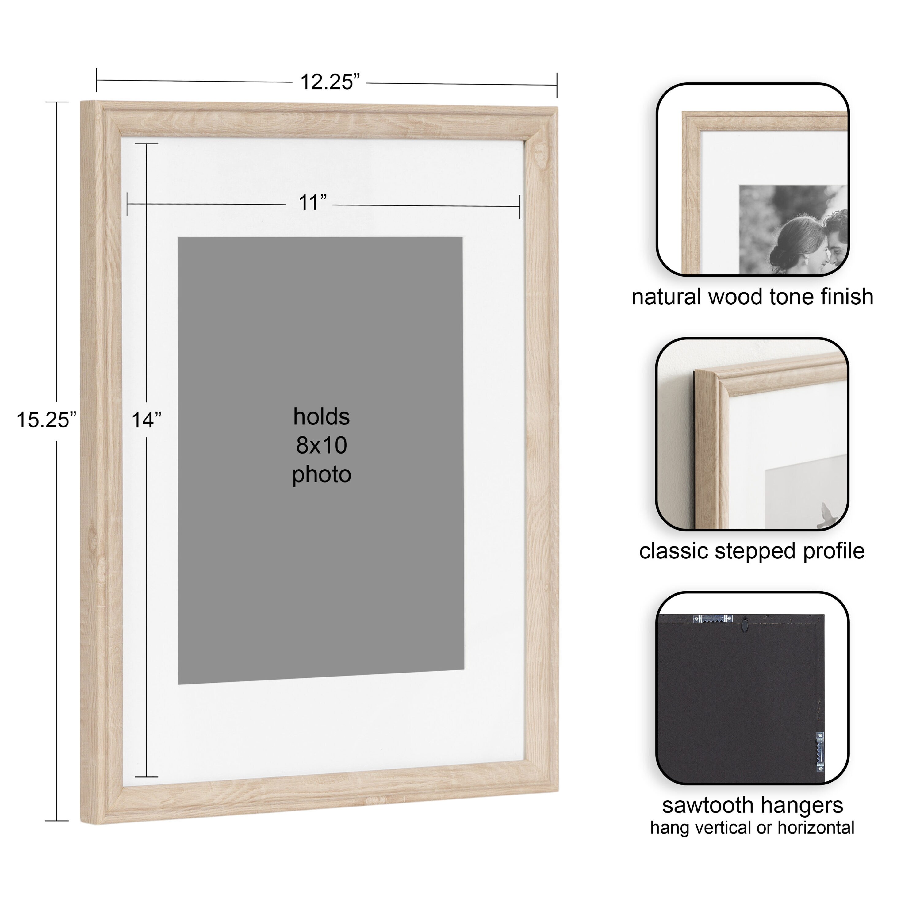 Natural Wood Grain 8x10 Polystyrene Wall Frame Set