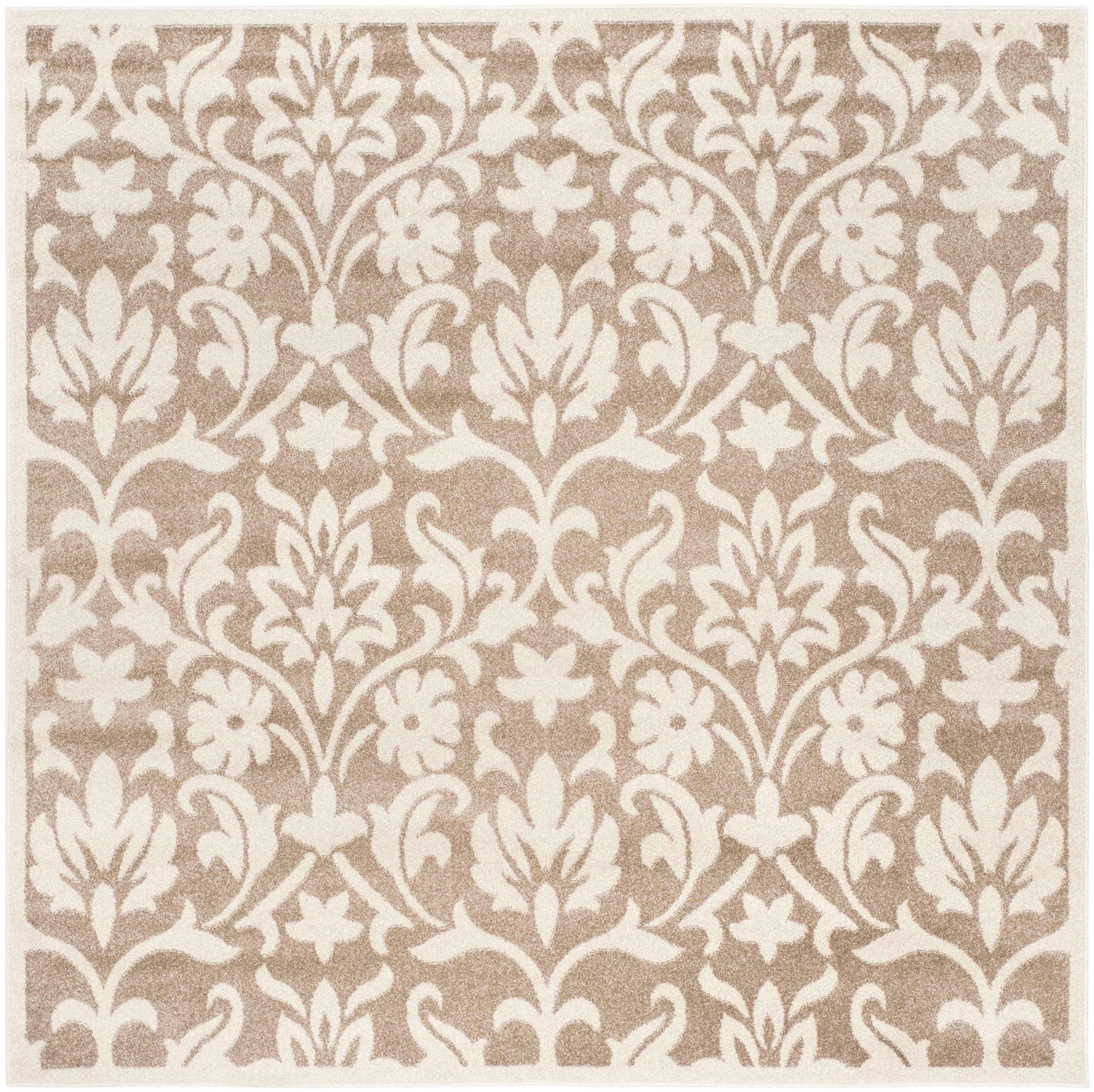 Safavieh AMT424S-7SQ Amherst Bouquet 7 x 7 (ft) Loomed Synthetic Wheat/Beige Square Indoor/Outdoor Floral/Botanical Area rug