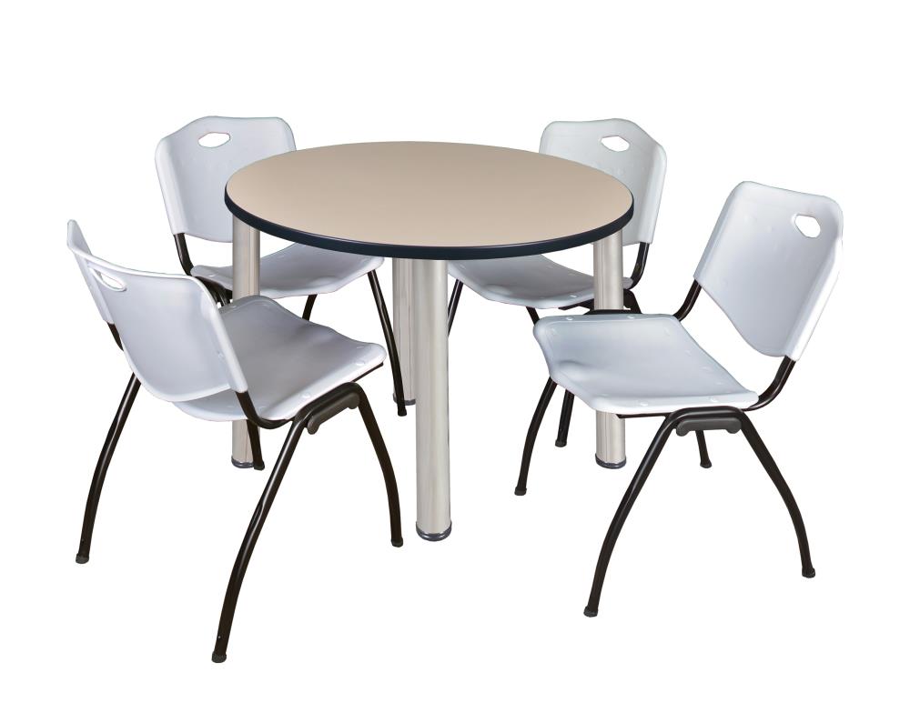 Regency TB42RNDBEBPCM47GY Breakroom Off-white 4-Person Training Table (42-in W x 29-in H)