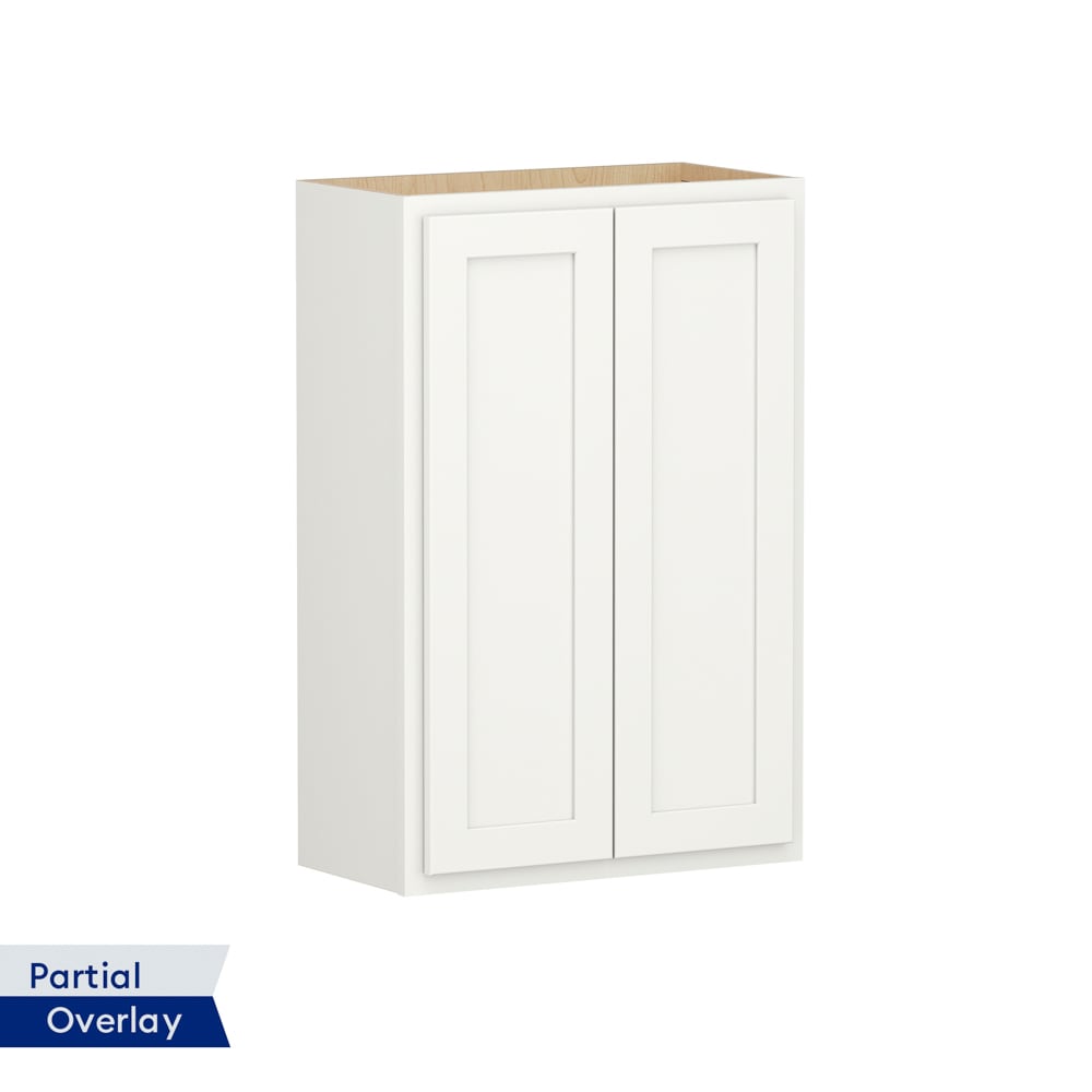 Shenandoah PRO Express SPE 92MPS-255 Breckenridge 24-in W x 36.125-in H x 12-in D Linen Partial Overlay Wall Fully assembled Plywood Cabinet (Recessed Panel Shaker)