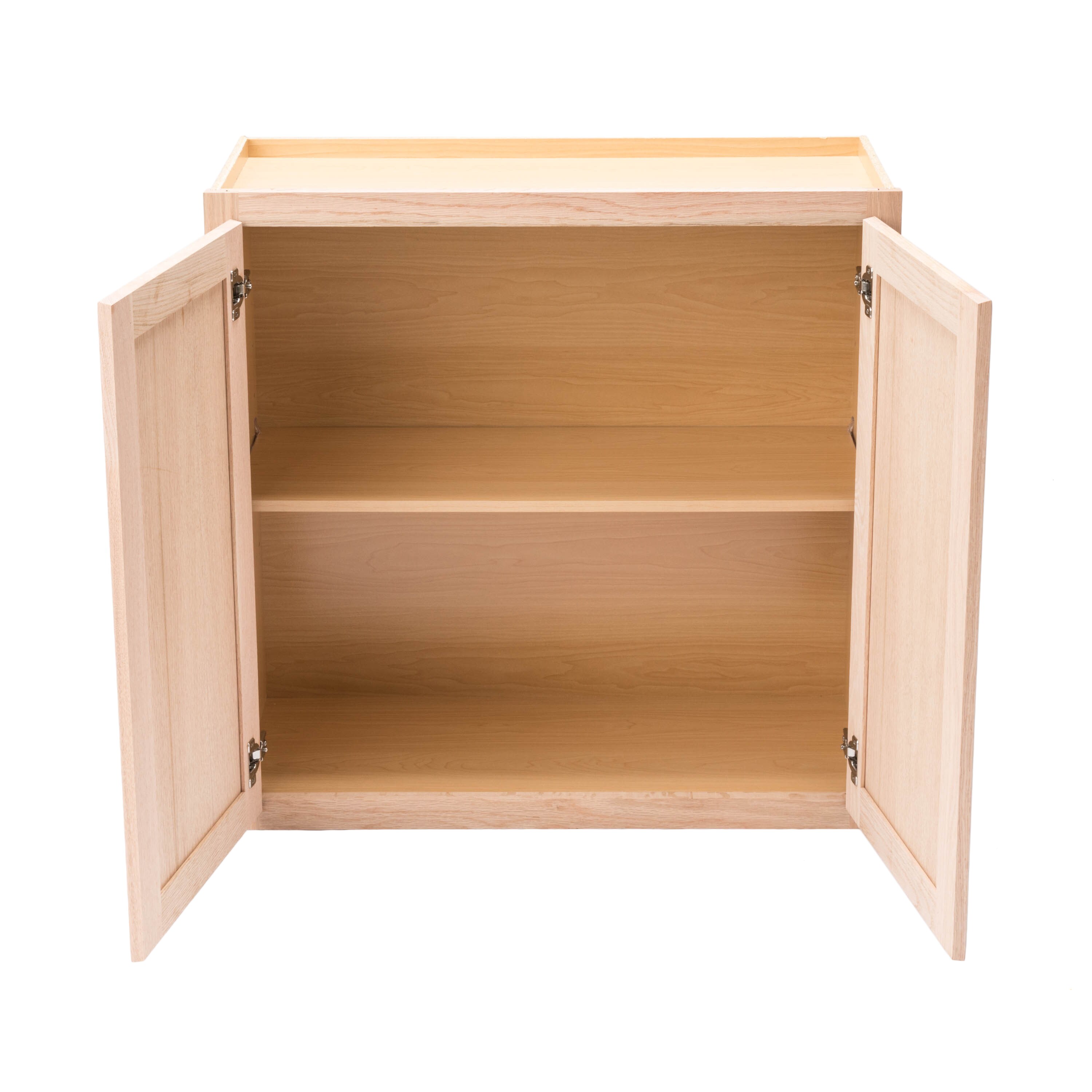 Project Source 30-in W x 30-in H x 12-in D Natural Unfinished Oak Wall Fully Assembled Cabinet (Flat Panel Square Door Style)