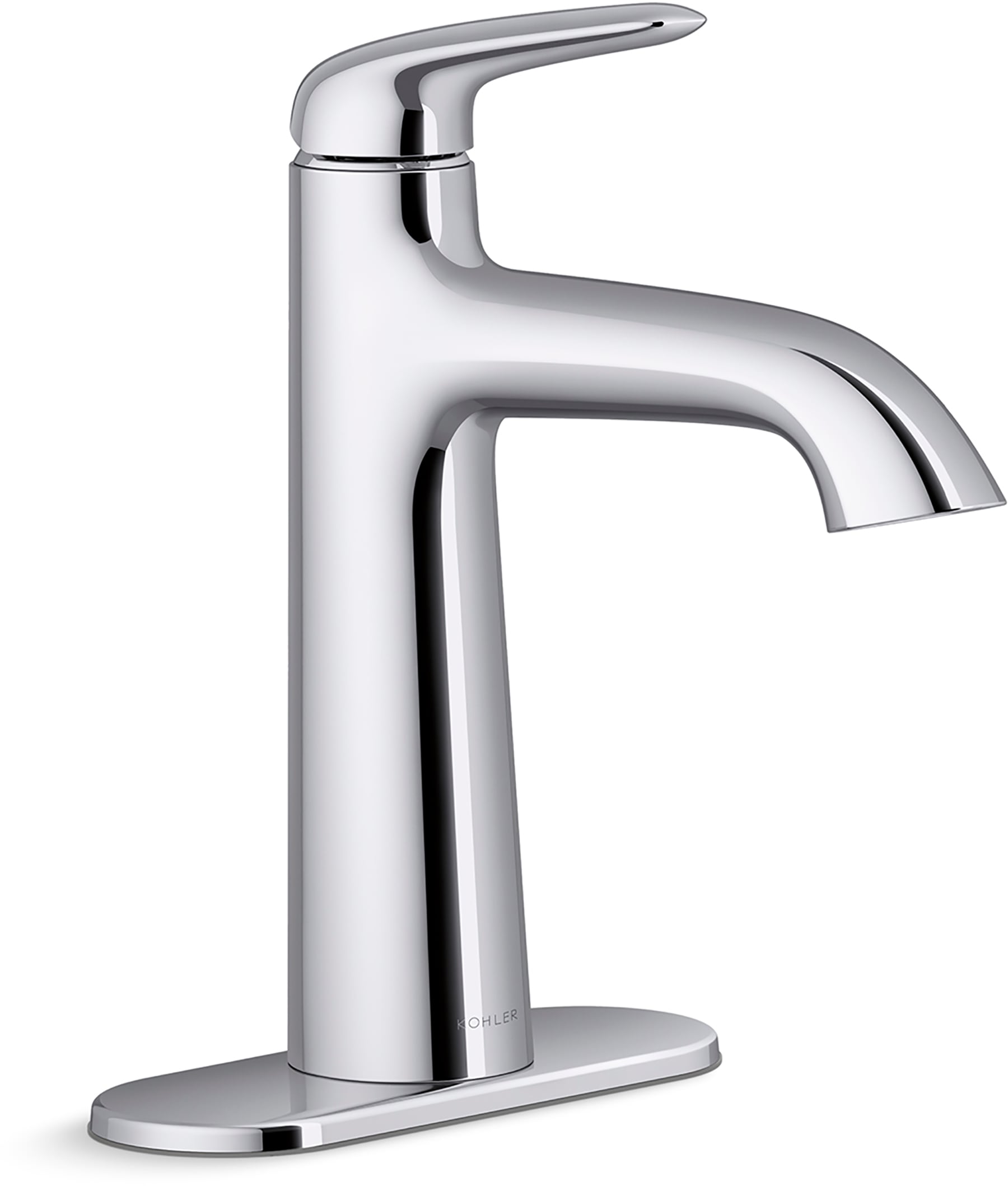 KOHLER K-R33046-4D-CP Avail Polished Chrome Single hole 1-handle WaterSense Mid-arc Residential Handle Bathroom Sink Faucet with Drain with Deck Plate