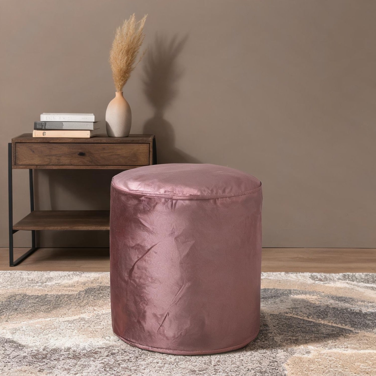 chillscreamni - Cylindrical Blush Pink Velvet ottoman 16-inch Versatile Ottoman and Floor Cushion