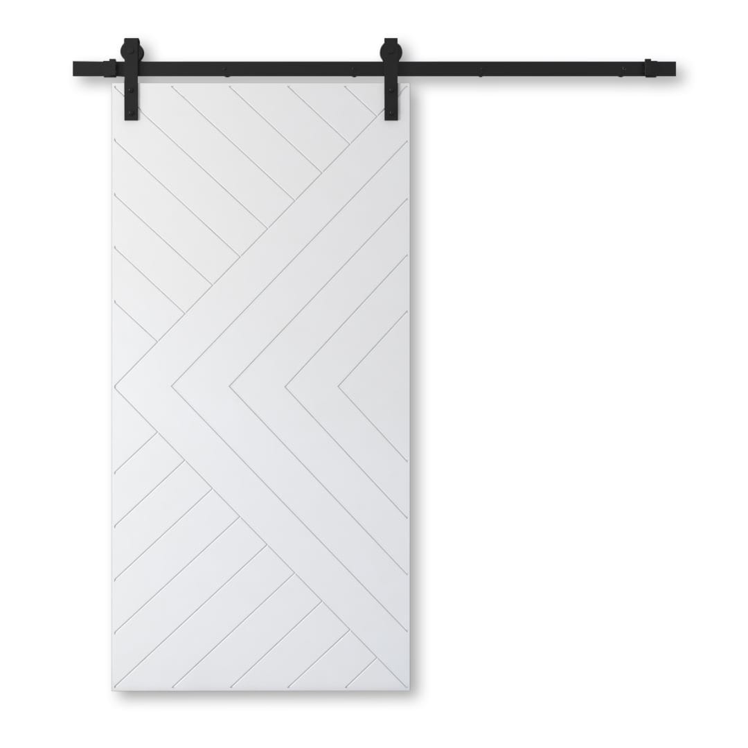 Urban Woodcraft 500L.35BD.AC.W-80 34-in x 80-in White Prefinished Hardwood Wood Solid core Single Barn Door (Hardware Included)