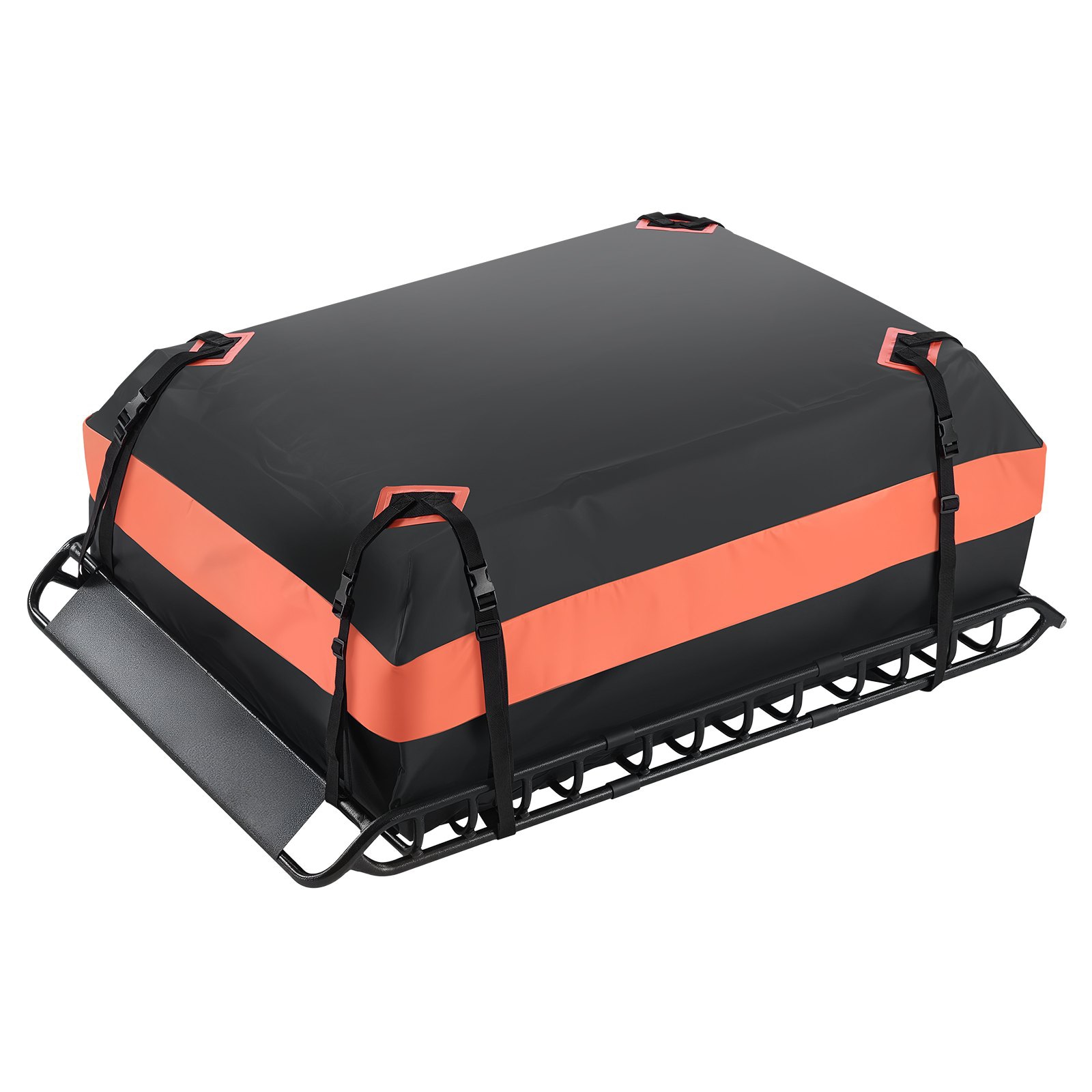 Mecale 200-lb 51-in x 36-in Rooftop Cargo Basket Kit Steel Roof Carrier with Waterproof Bag Net Black
