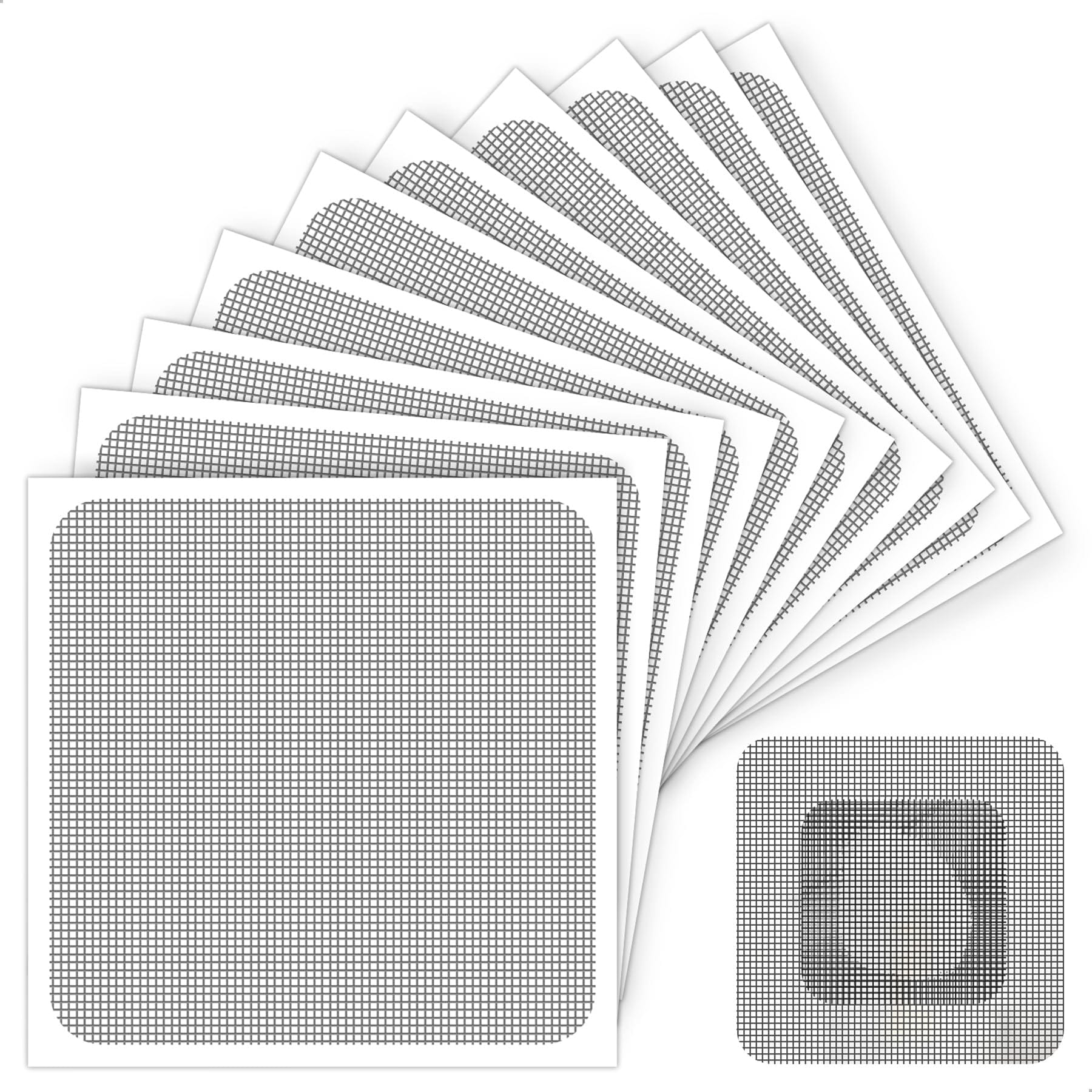 KHKFY  Window Screen Repair Patch 10 Pieces 4 by 4 Black 3 Layer Strong Adhesive Mesh Tape for Window and Door Screen Tear Repair Kit