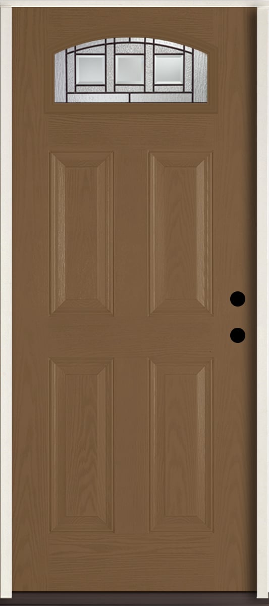 RELIABILT LO841658 Craftsman 36-in x 80-in x 4-9/16-in Fiberglass 1/4 lite Left-hand inswing Woodhaven Stained Prehung Front Door Insulating core