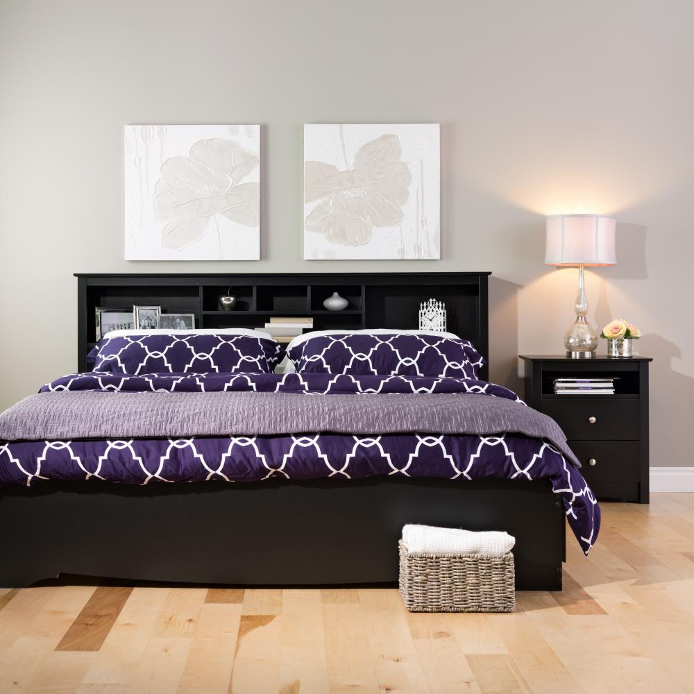 Prepac Transitional Black King Bookcase Headboard With Storage - Space ...