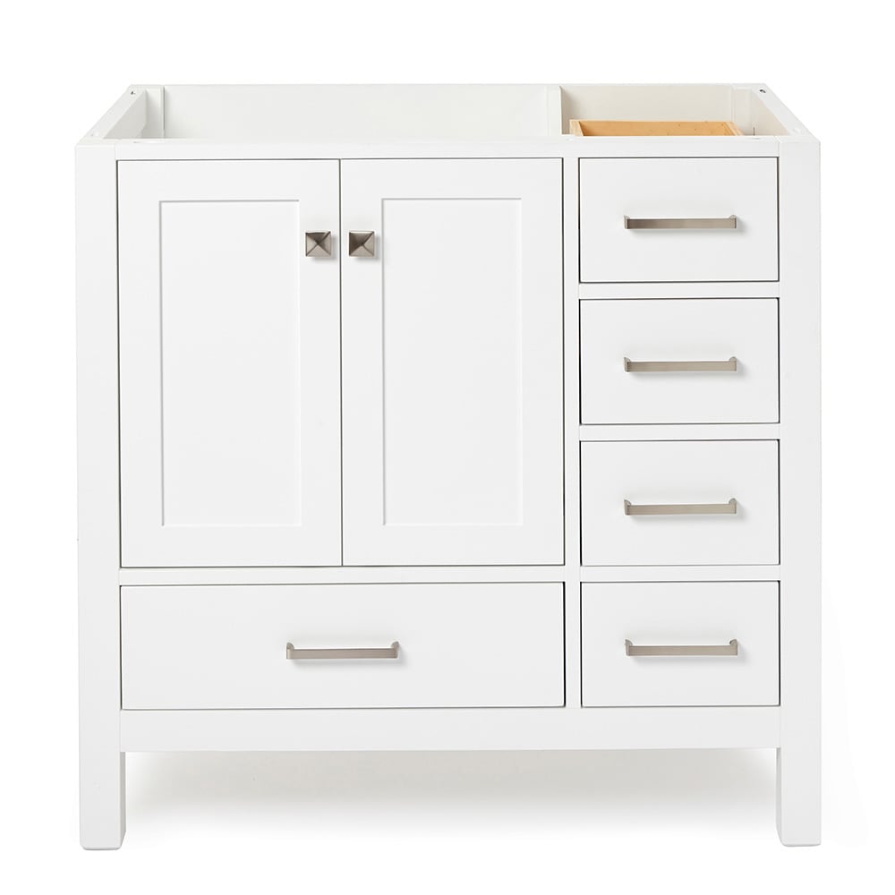 ARIEL A037S-L-BC-WHT Cambridge 36-in White Bathroom Vanity Base Cabinet without Top