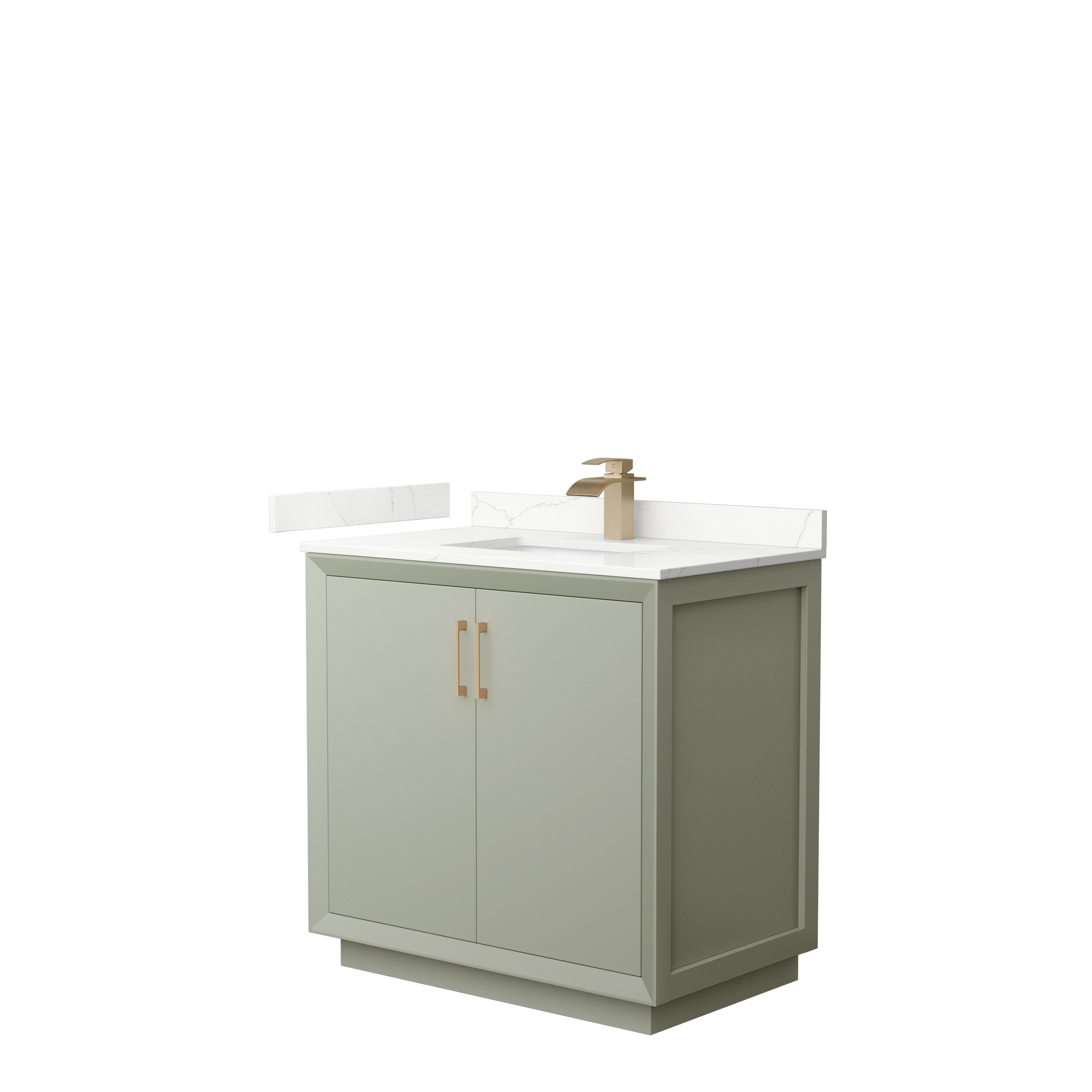 Wyndham Collection WCF414136SLZGTUNSMXX Strada 36-in Light Green Undermount Single Sink Bathroom Vanity with Giotto Quartz Top
